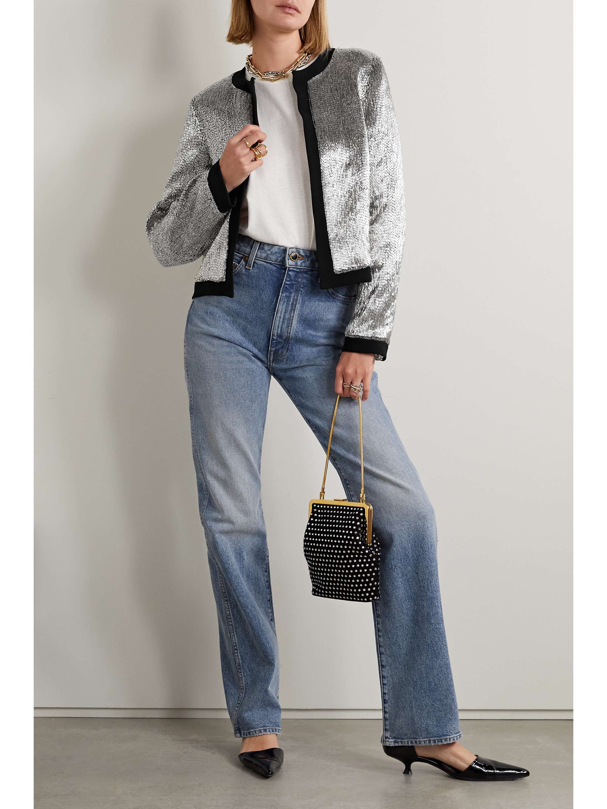 NILI LOTAN Minou bead-embellished woven jacket