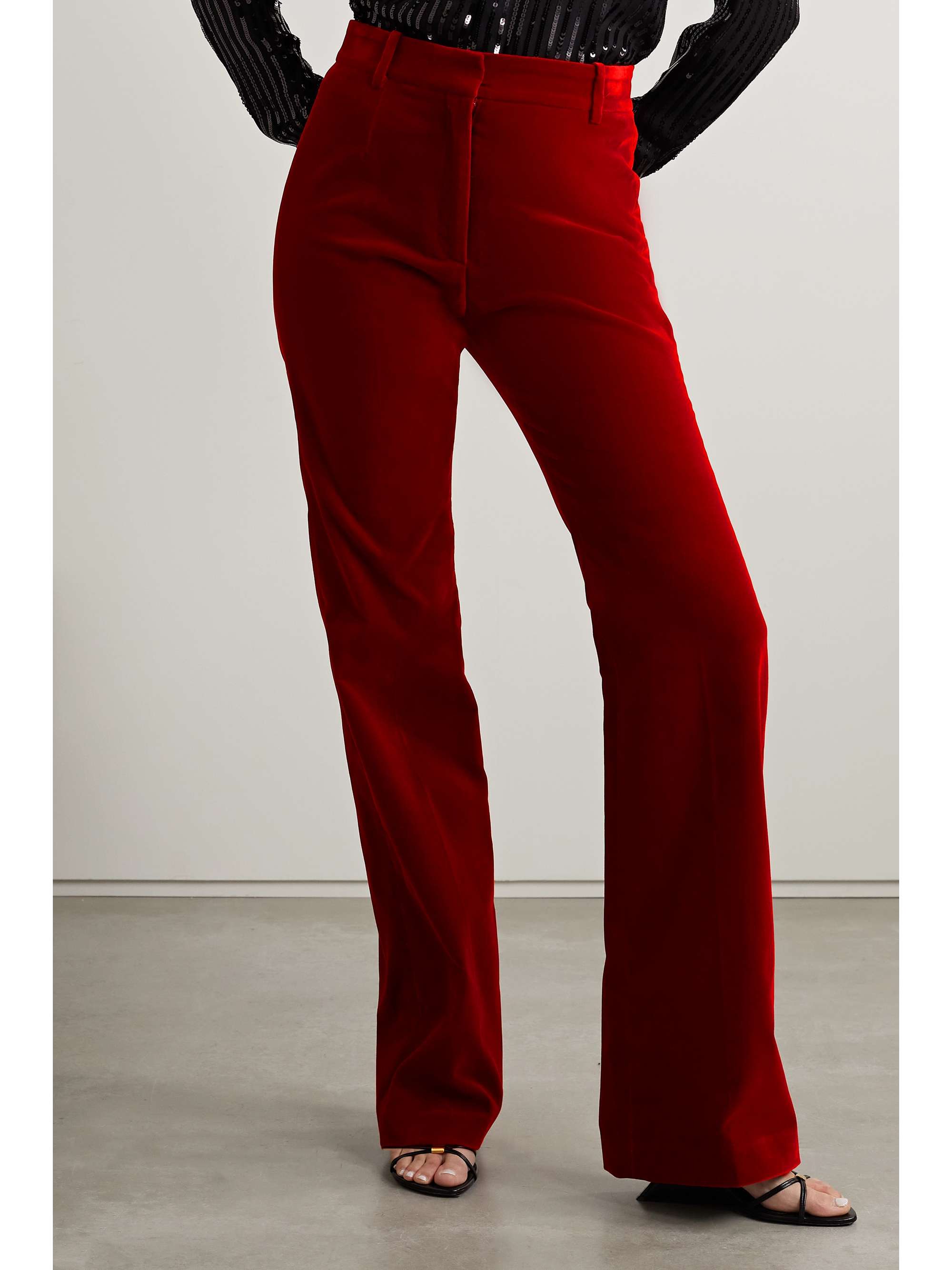 NILI LOTAN Corette cotton-blend velvet flared pants