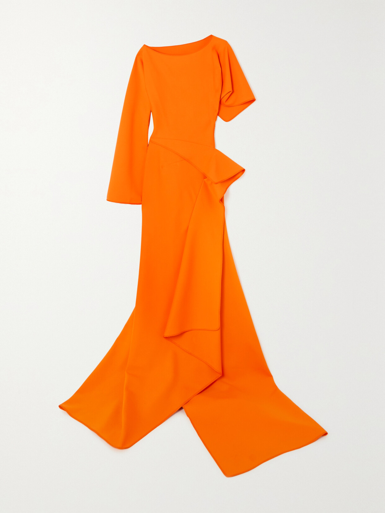 Maticevski - Arrival Asymmetric Ruffled Stretch-cady Gown - Orange