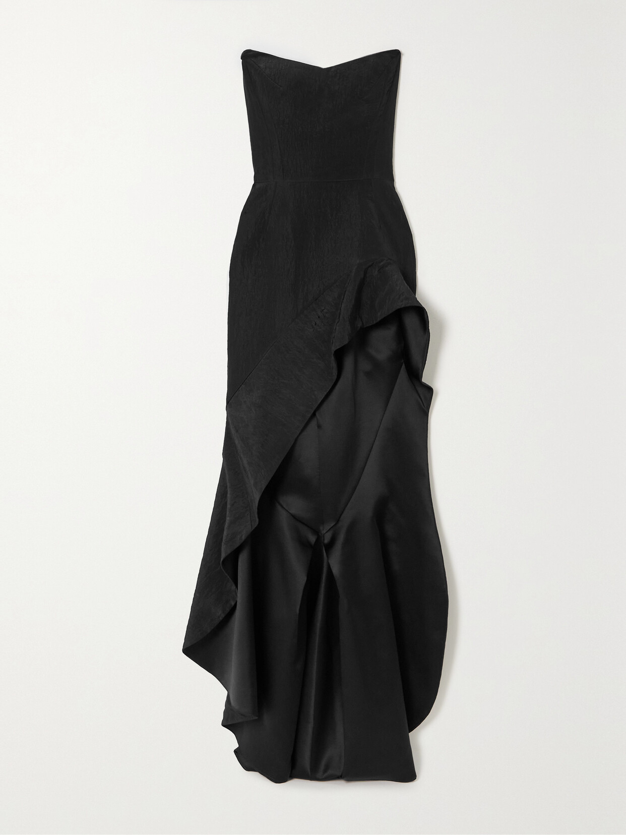 Maticevski Triumph Strapless Ruffled Taffeta Gown In Black