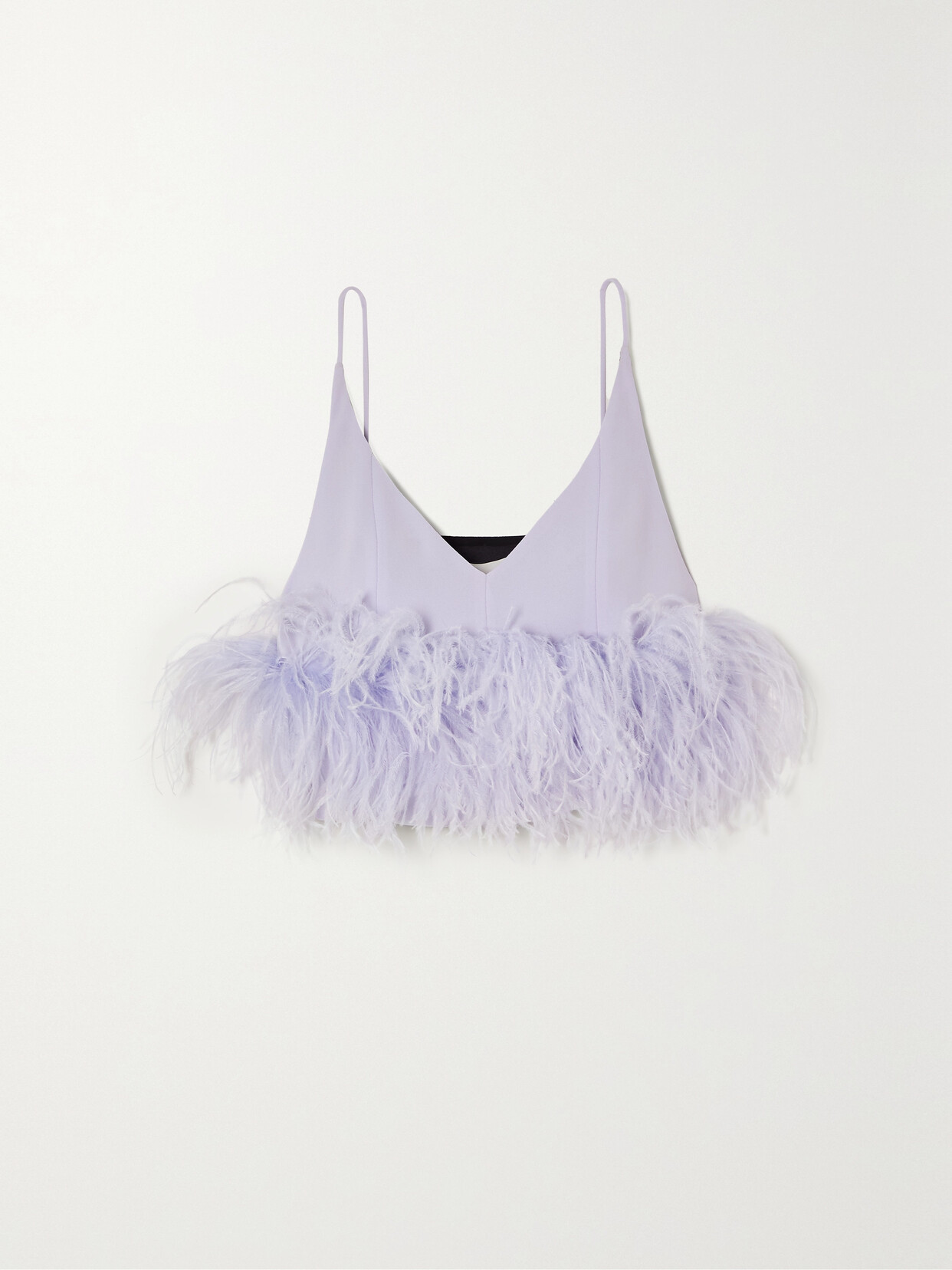 16ARLINGTON - Poppy Feather-trimmed Crepe Camisole - Purple