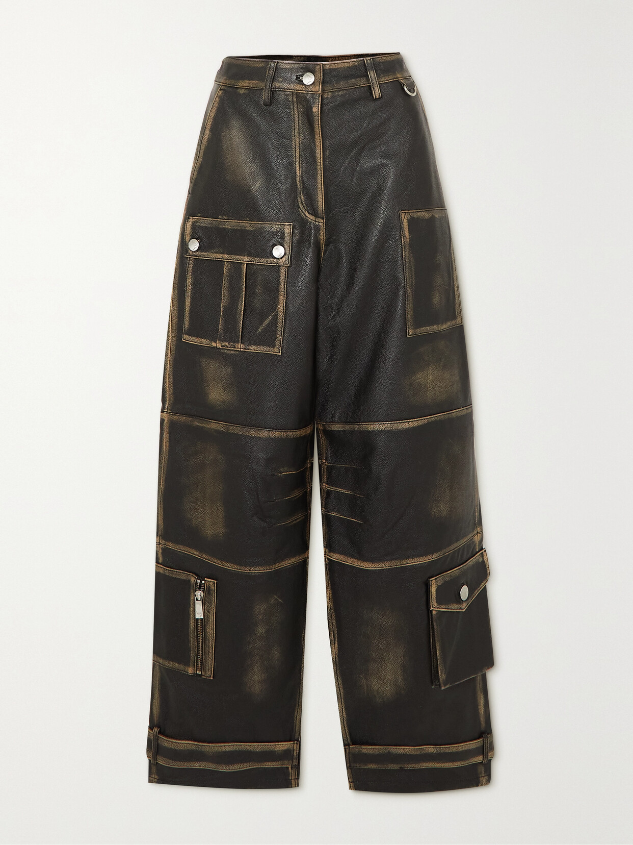 REMAIN BIRGER CHRISTENSEN BERENICE TEXTURED-LEATHER STRAIGHT-LEG CARGO PANTS