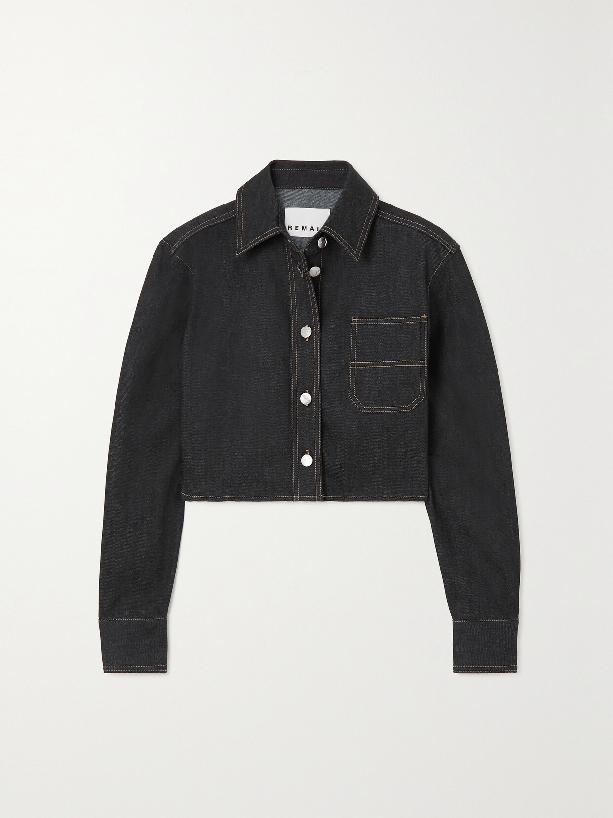 Remain Birger Christensen Dorin Cropped Organic Denim Shirt In Black