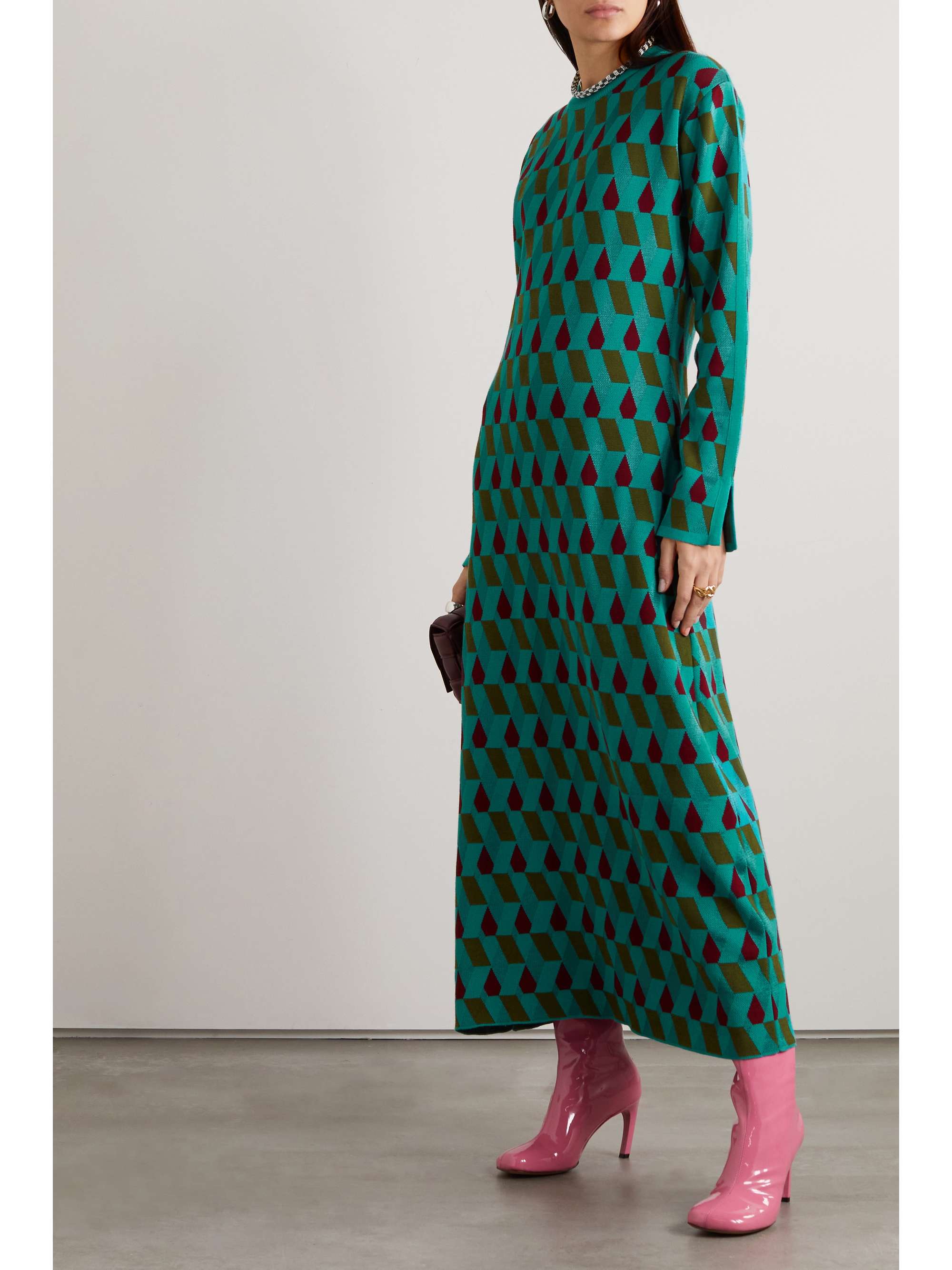 LA DOUBLEJ Leisure jacquard-knit cotton-blend maxi dress