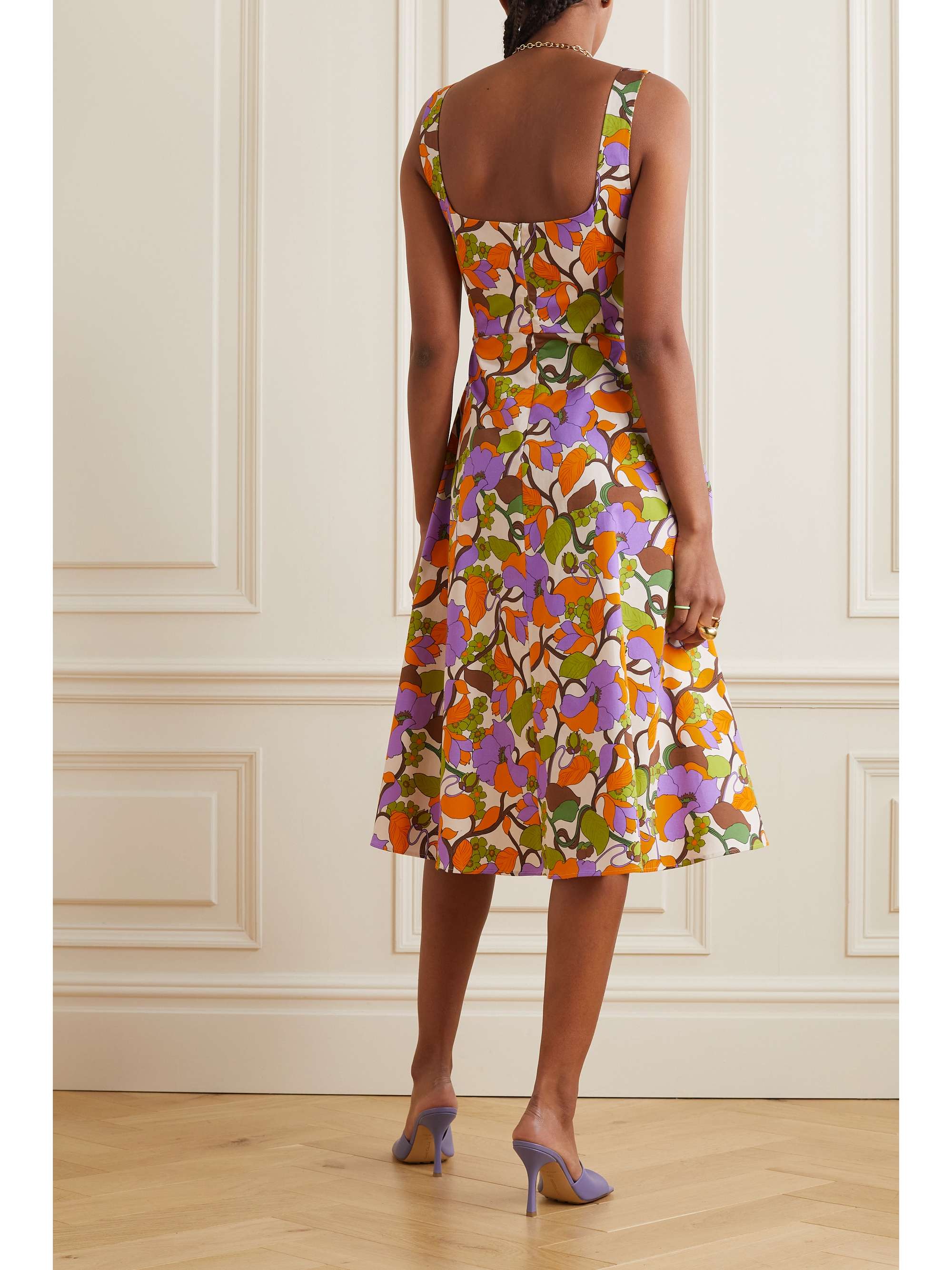 LA DOUBLEJ Sophia floral-print stretch-cotton twill midi dress