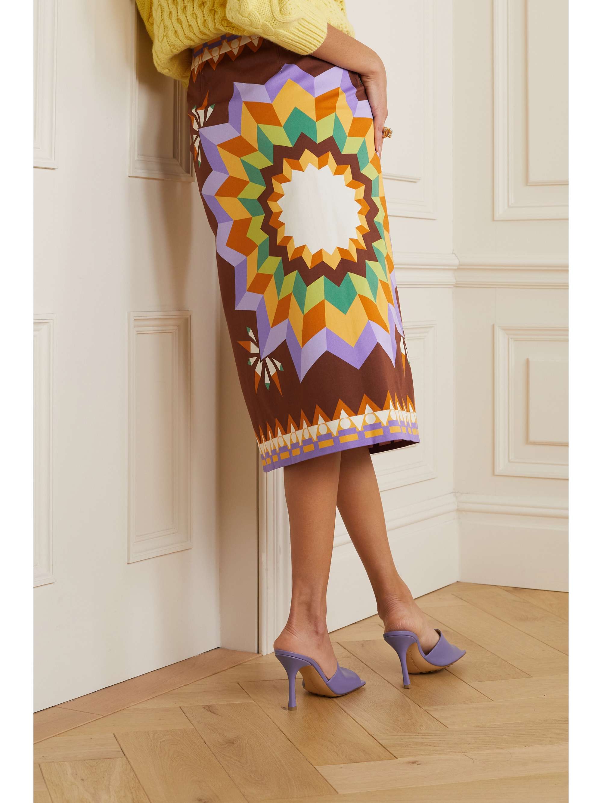 LA DOUBLEJ Reversible printed stretch-cotton twill midi skirt