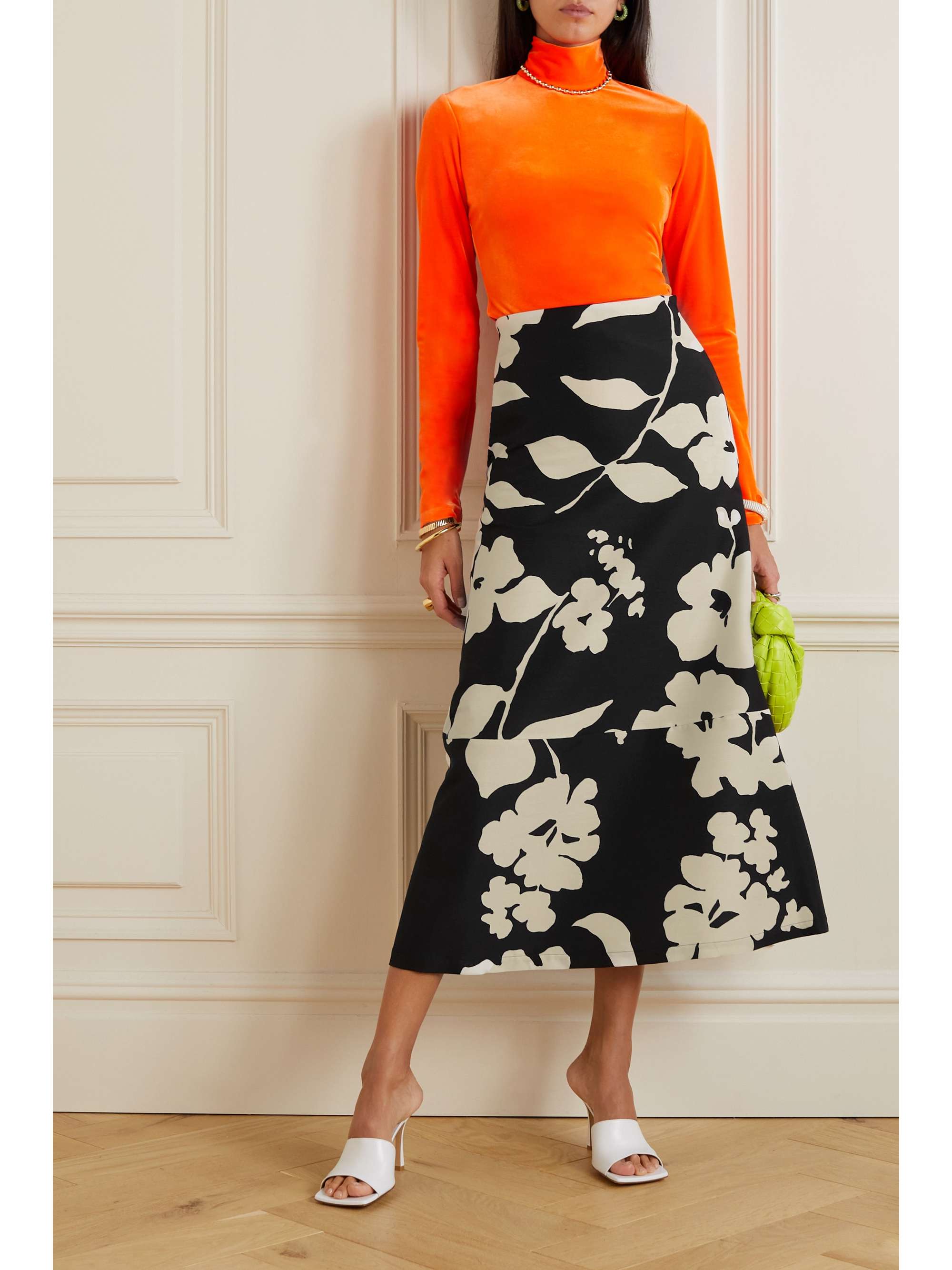 LA DOUBLEJ Printed wool-blend midi skirt
