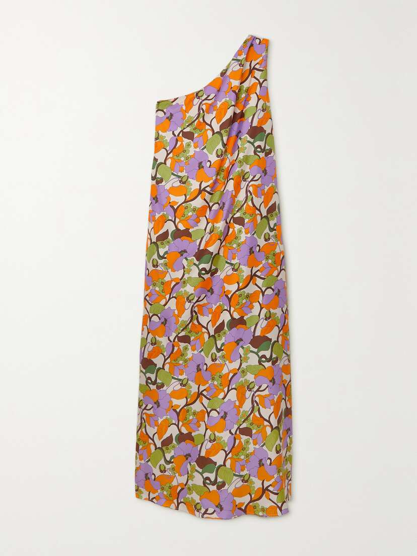 La DoubleJ Roy One-shoulder Floral-print Silk-twill Maxi Dress -  - xx large