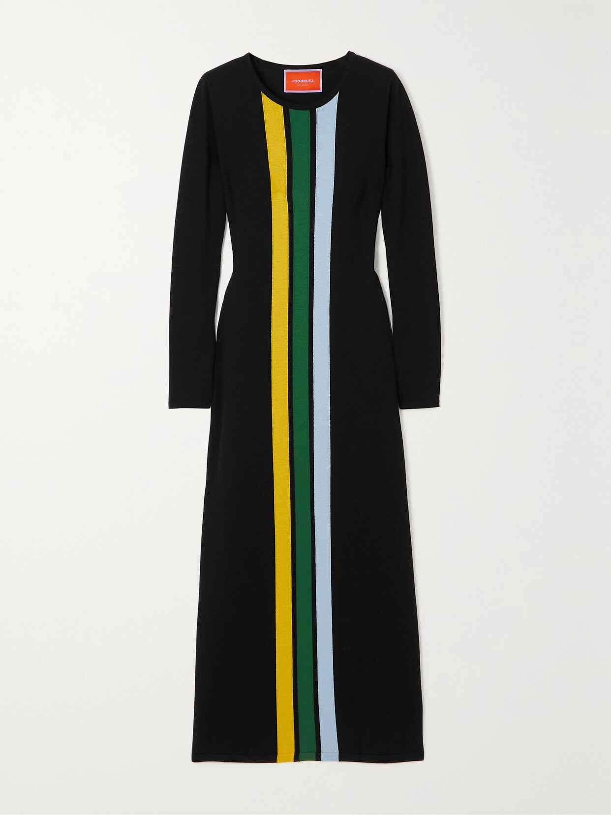 La Doublej London Knit Dress In Black /green/yellow