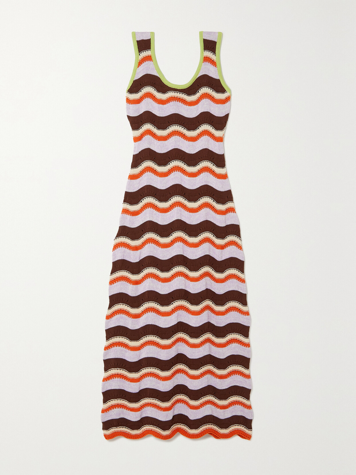 La DoubleJ Striped Crocheted Cotton Maxi Dress - Red