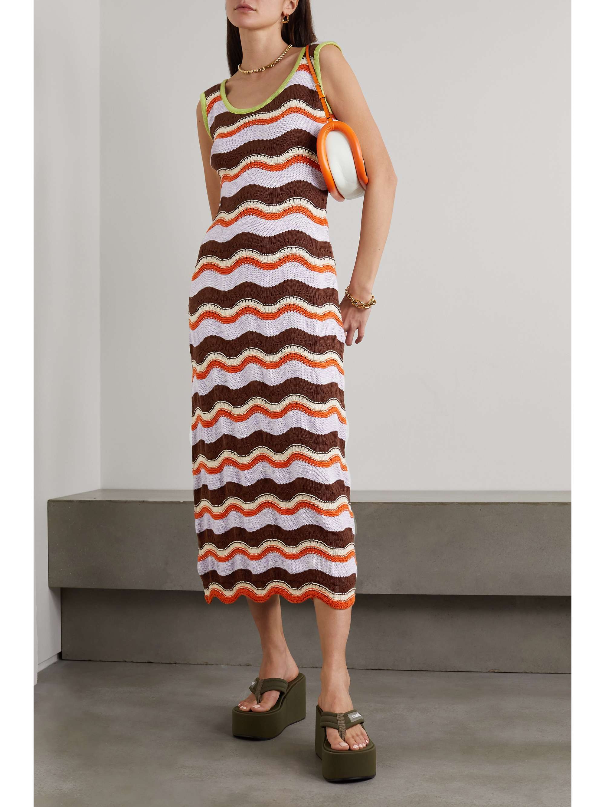 LA DOUBLEJ Striped crocheted cotton maxi dress | NET-A-PORTER