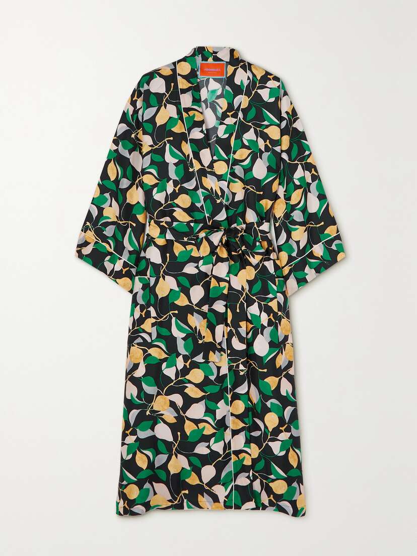 La DoubleJ Belted Floral-print Silk-twill Robe - xx large