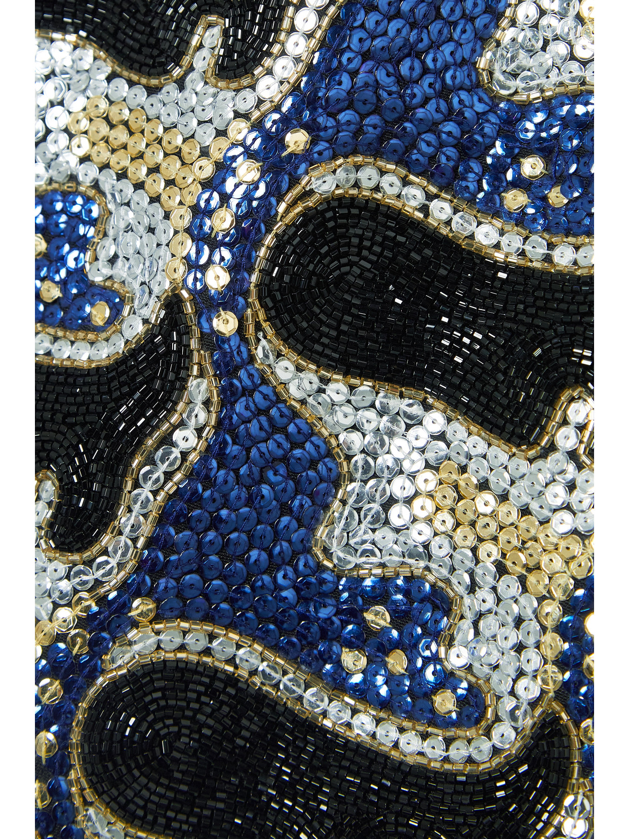 La Doublej Juliet Sequined Crepe And Brocade Turtleneck Top In Blue