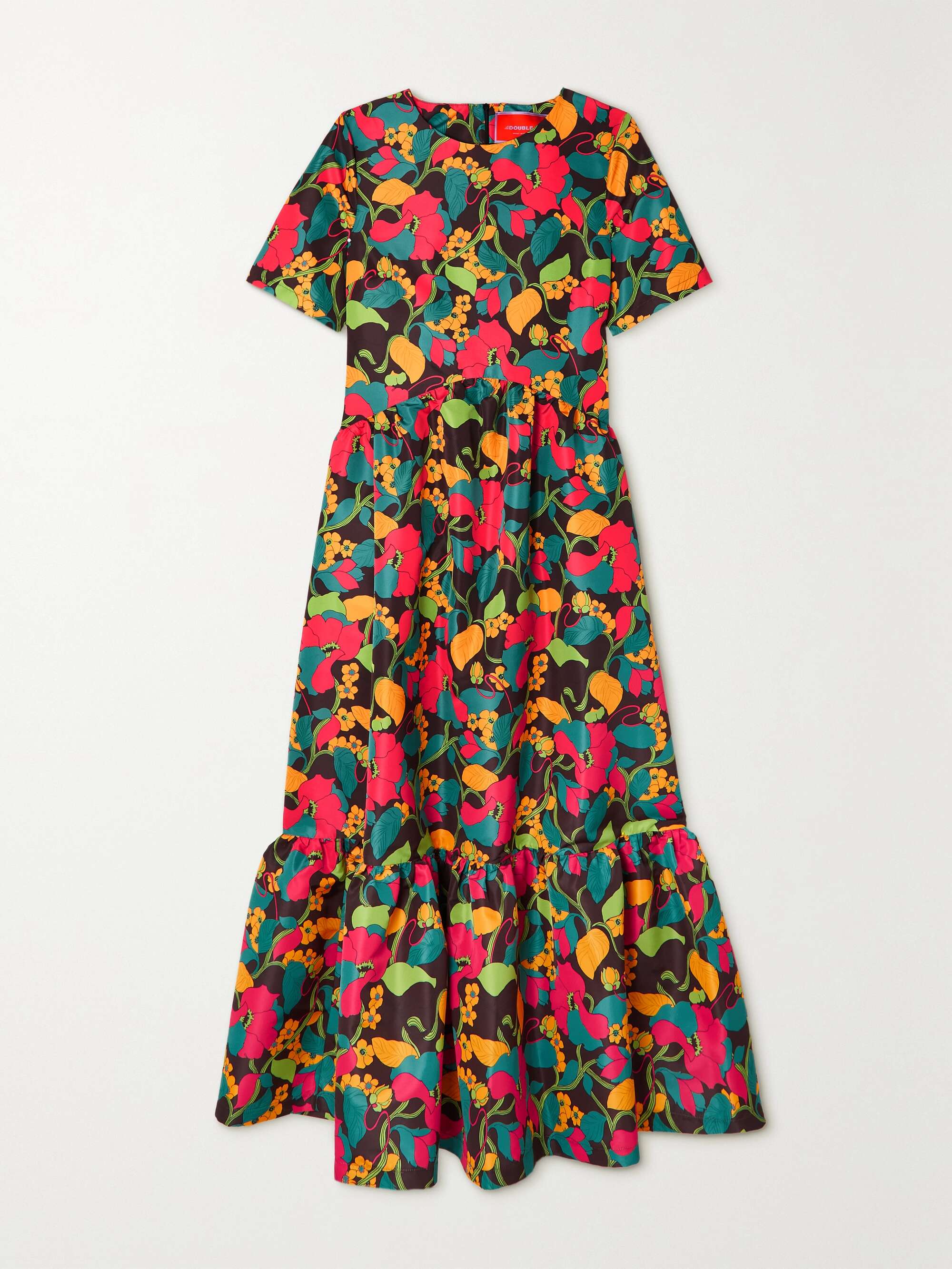 LA DOUBLEJ Belle tiered floral-print faille midi dress | NET-A-PORTER