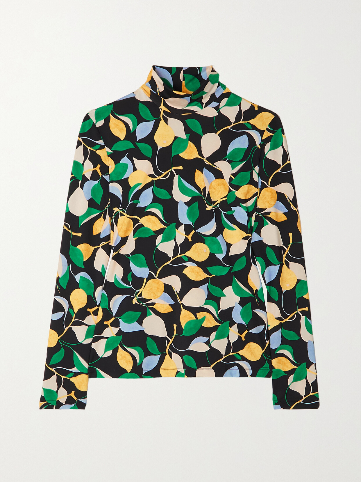 La DoubleJ - Printed Stretch-jersey Turtleneck Top - Green