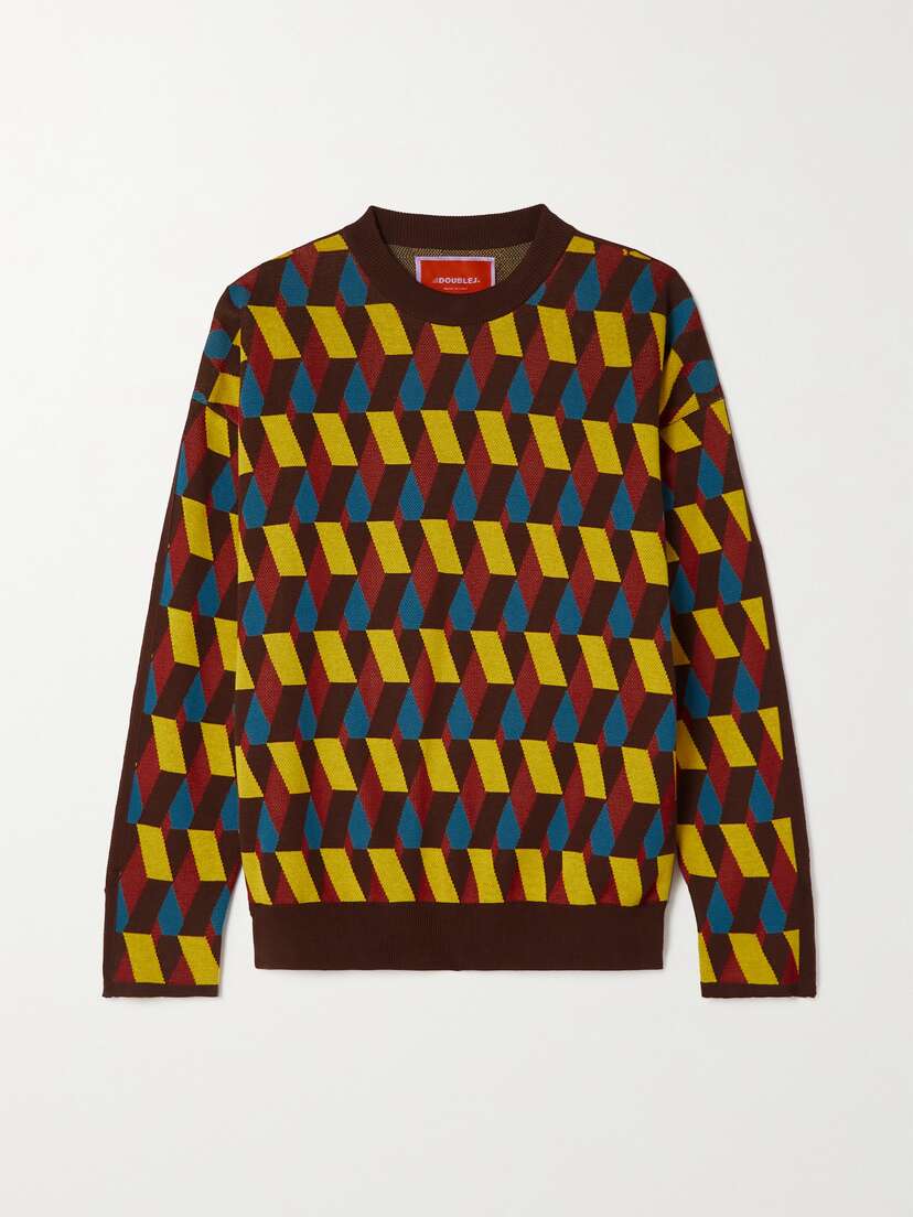 La DoubleJ Leisure Jacquard-knit Cotton-blend Sweater - x large