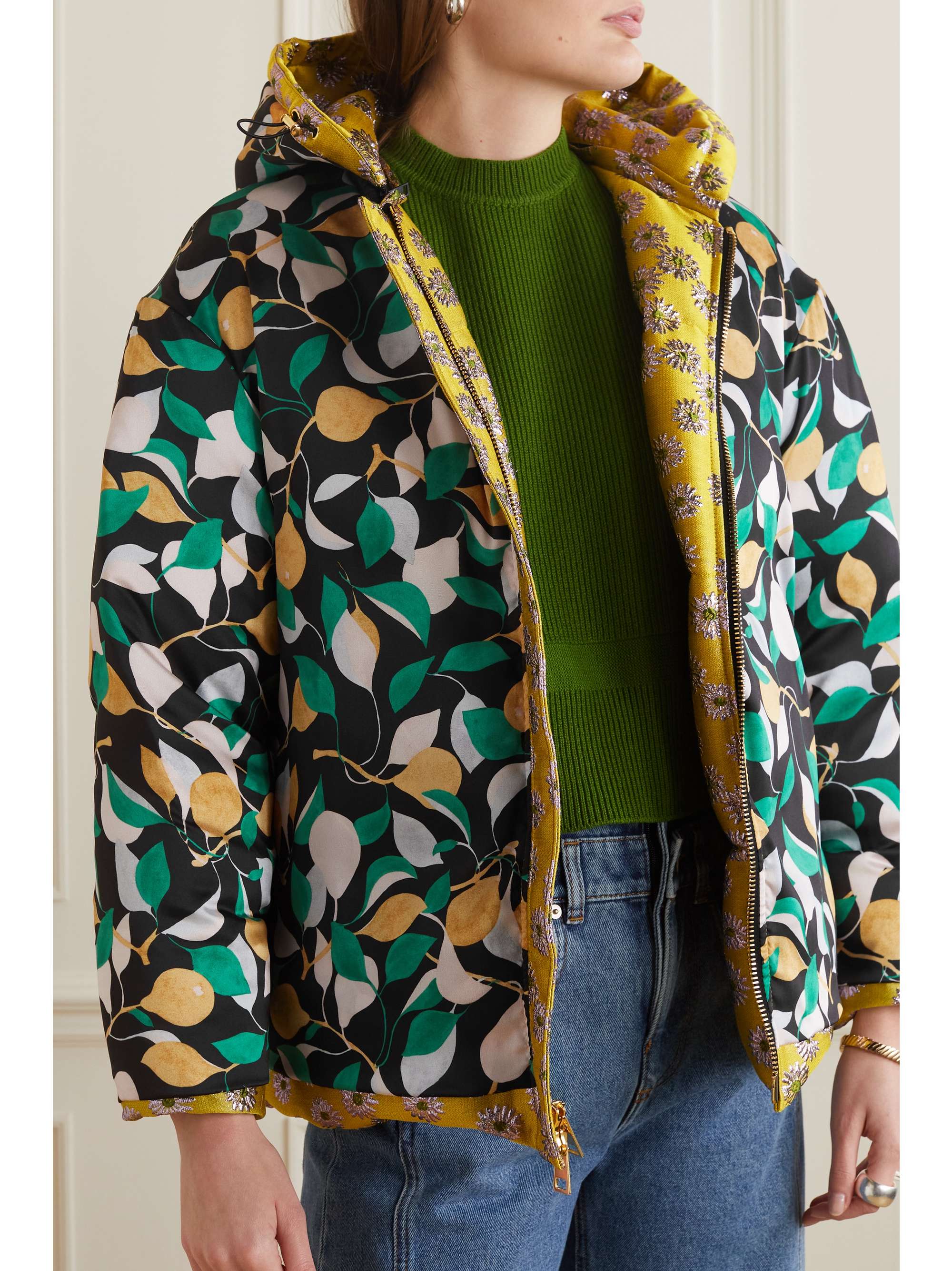LA DOUBLEJ Precious hooded reversible quilted shell down jacket