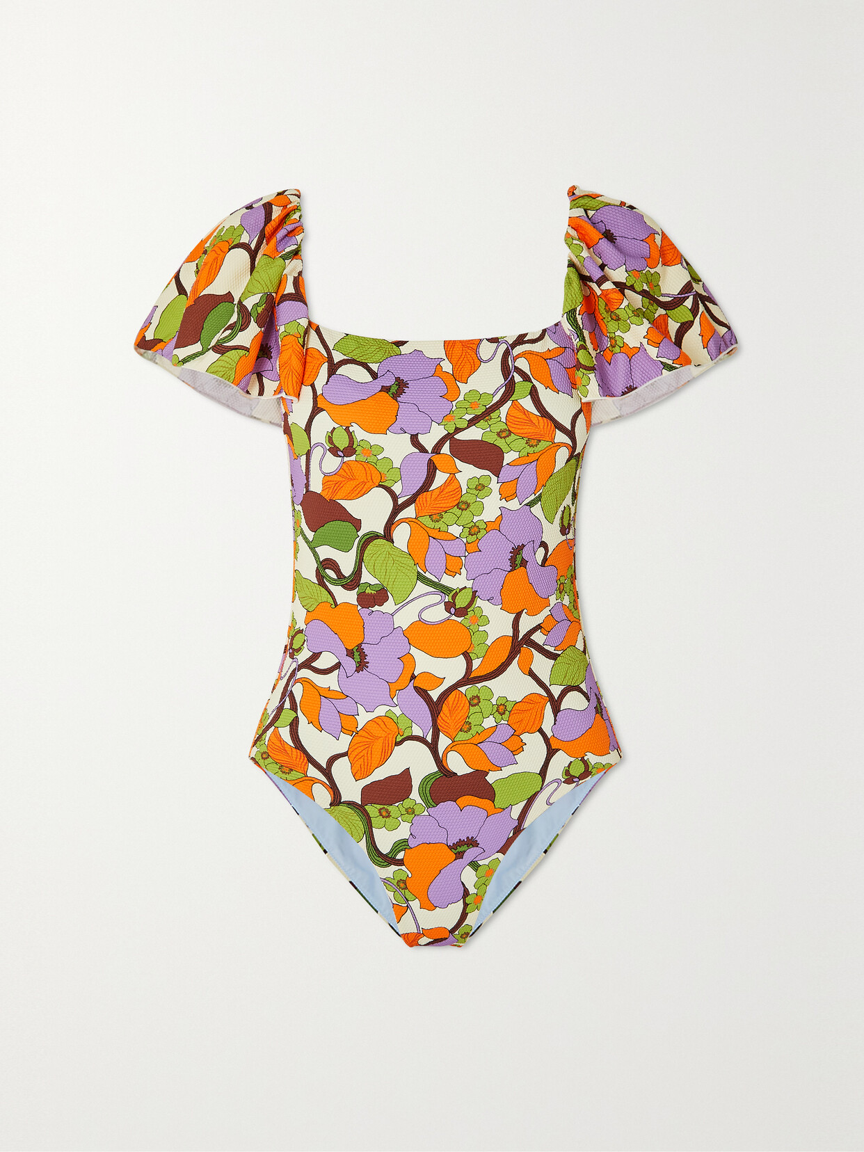 La DoubleJ - Scarlett Ruffled Printed Swimsuit - Orange