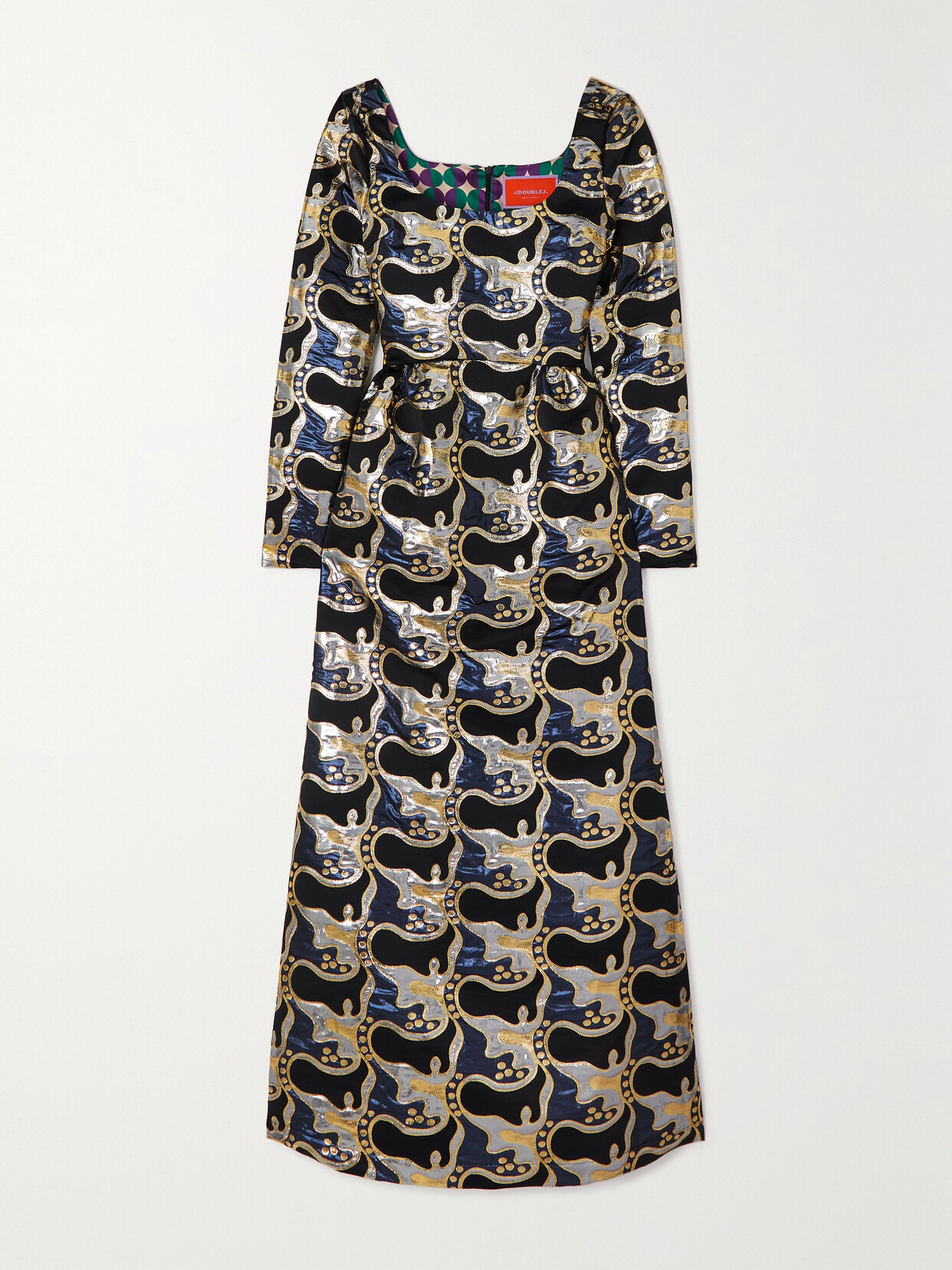 La DoubleJ Cheer Metallic Brocade Maxi Dress - Blue