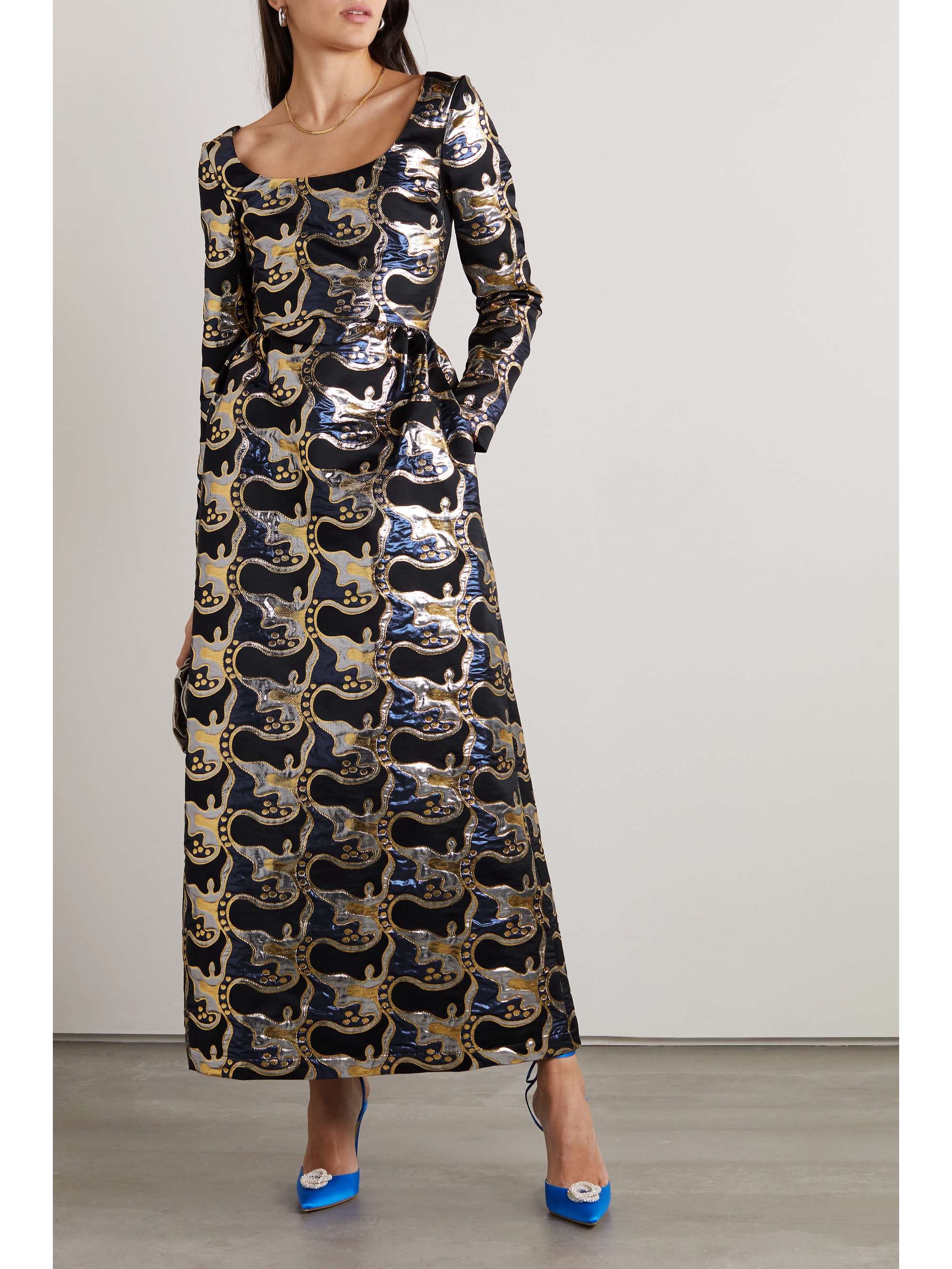 LA DOUBLEJ Cheer metallic brocade maxi dress