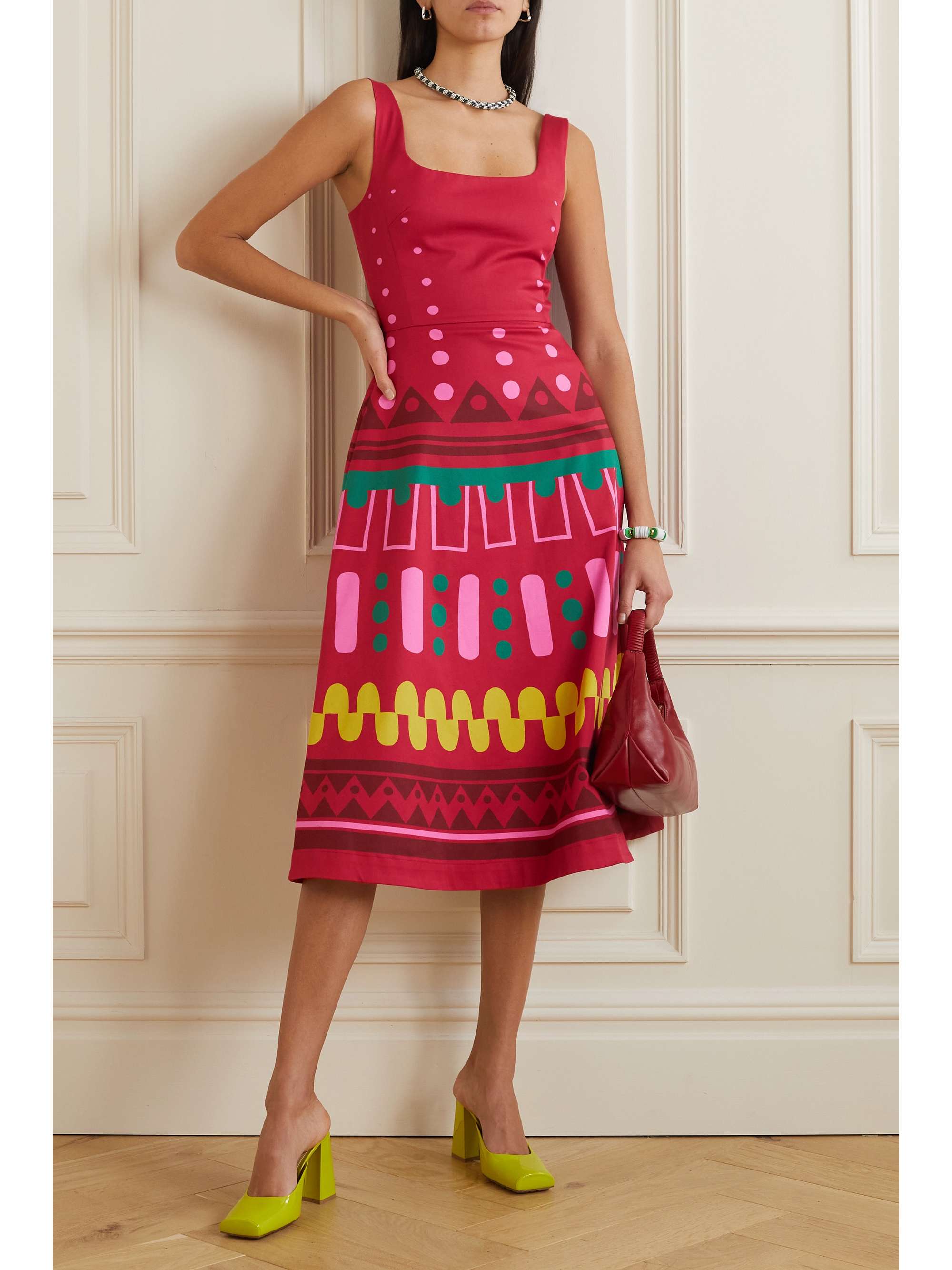 LA DOUBLEJ Sophia printed stretch-cotton twill midi dress