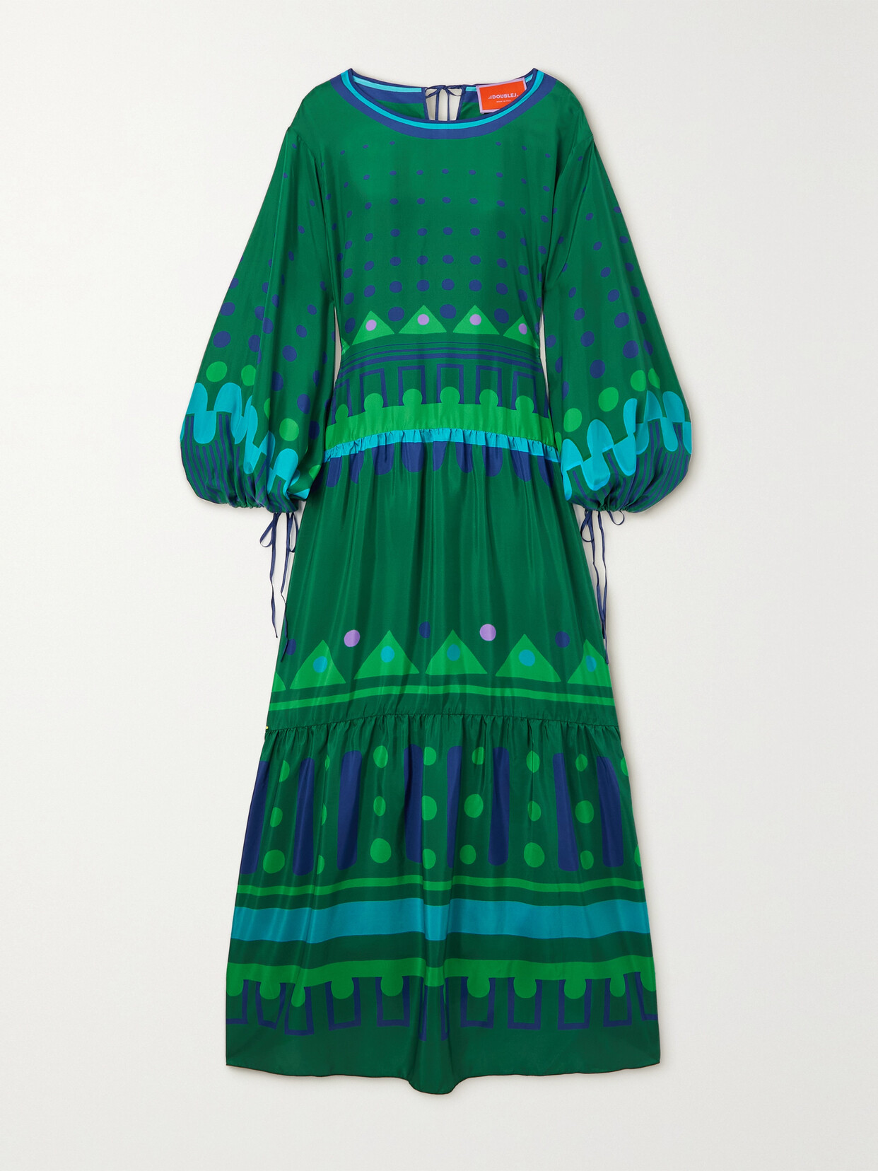 La DoubleJ Vesta Printed Silk-twill Maxi Dress - Green