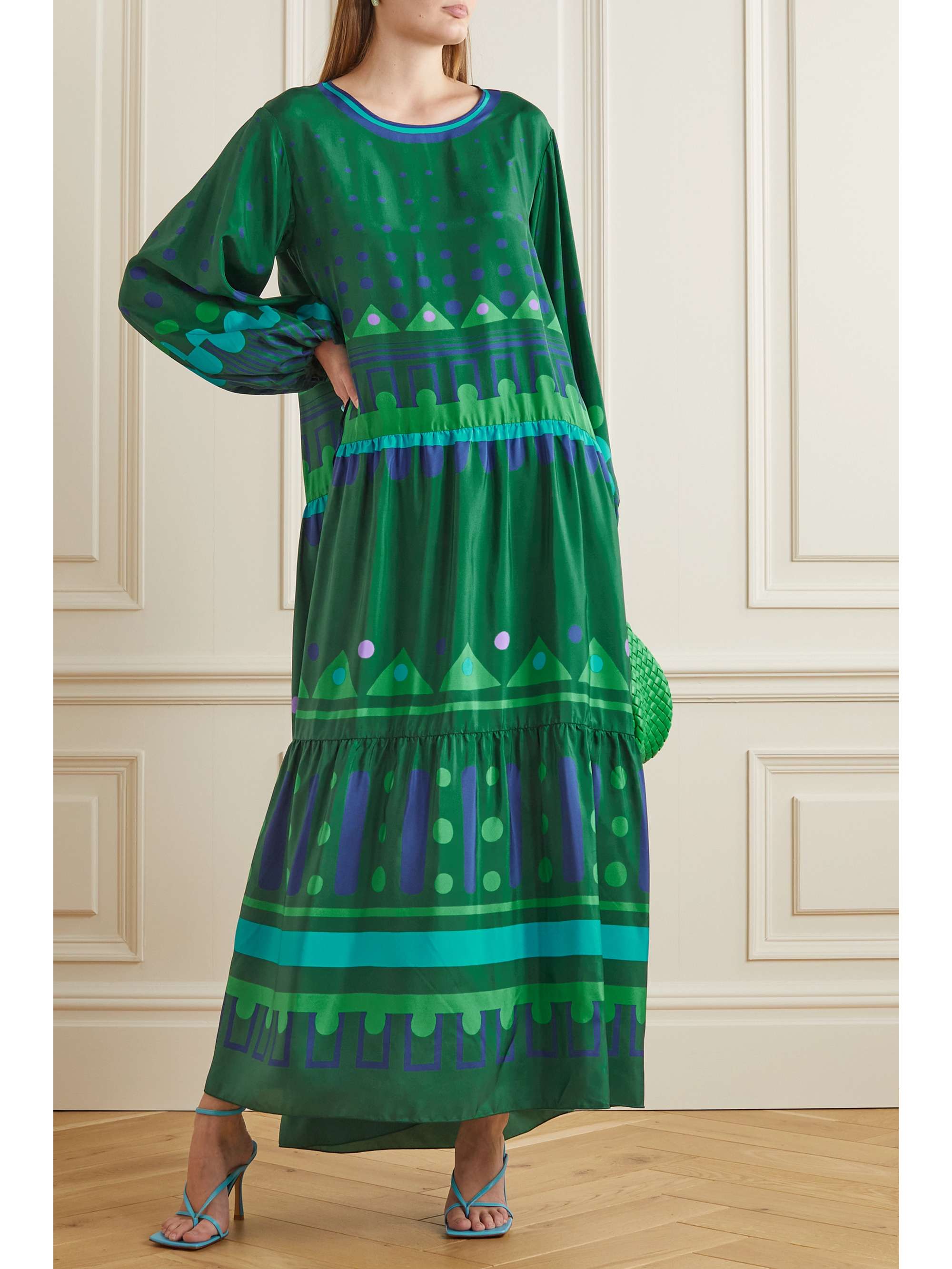 LA DOUBLEJ Vesta printed silk-twill maxi dress