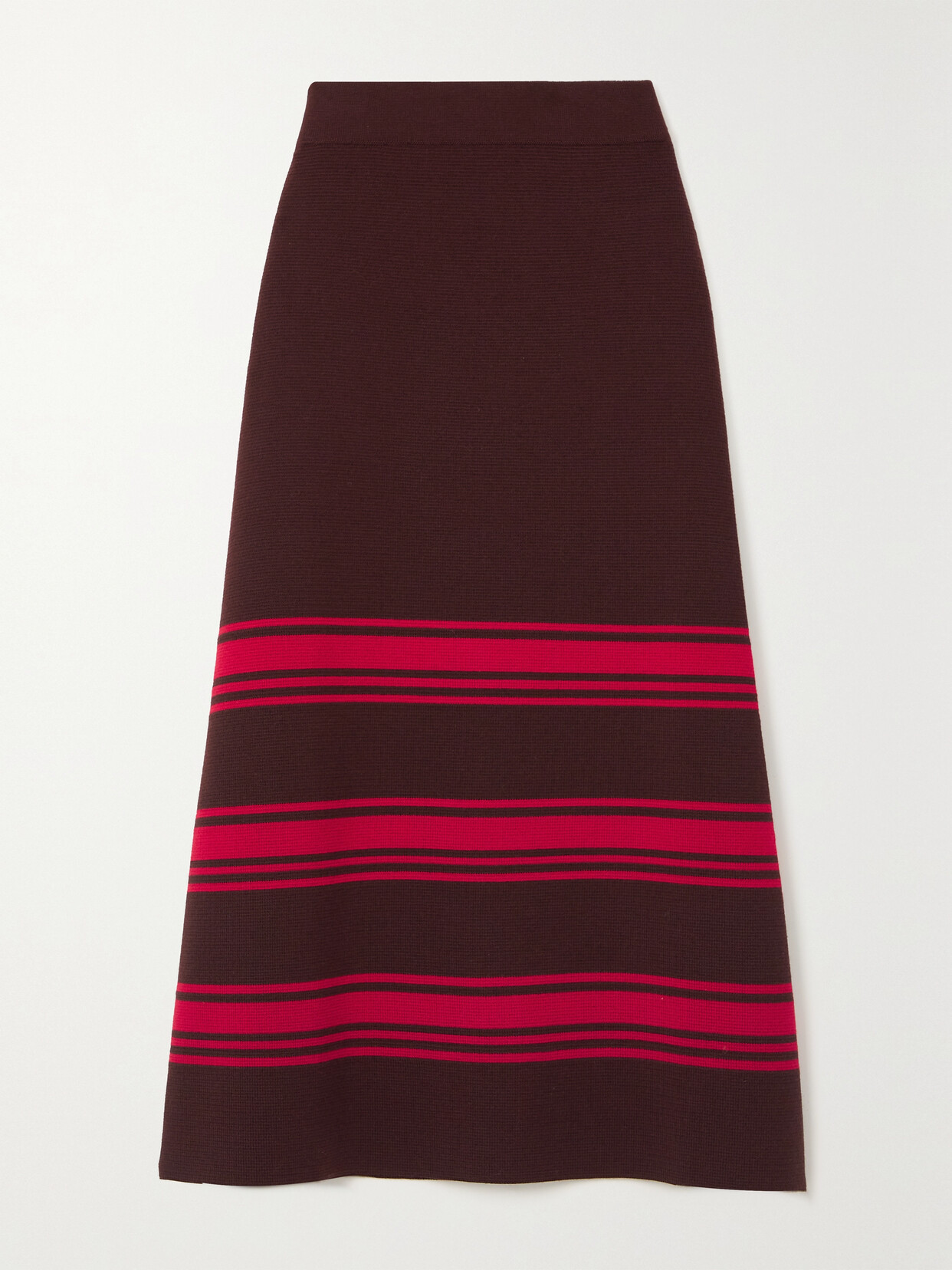 Shop La Doublej Tones Striped Merino Wool Midi Skirt In Red