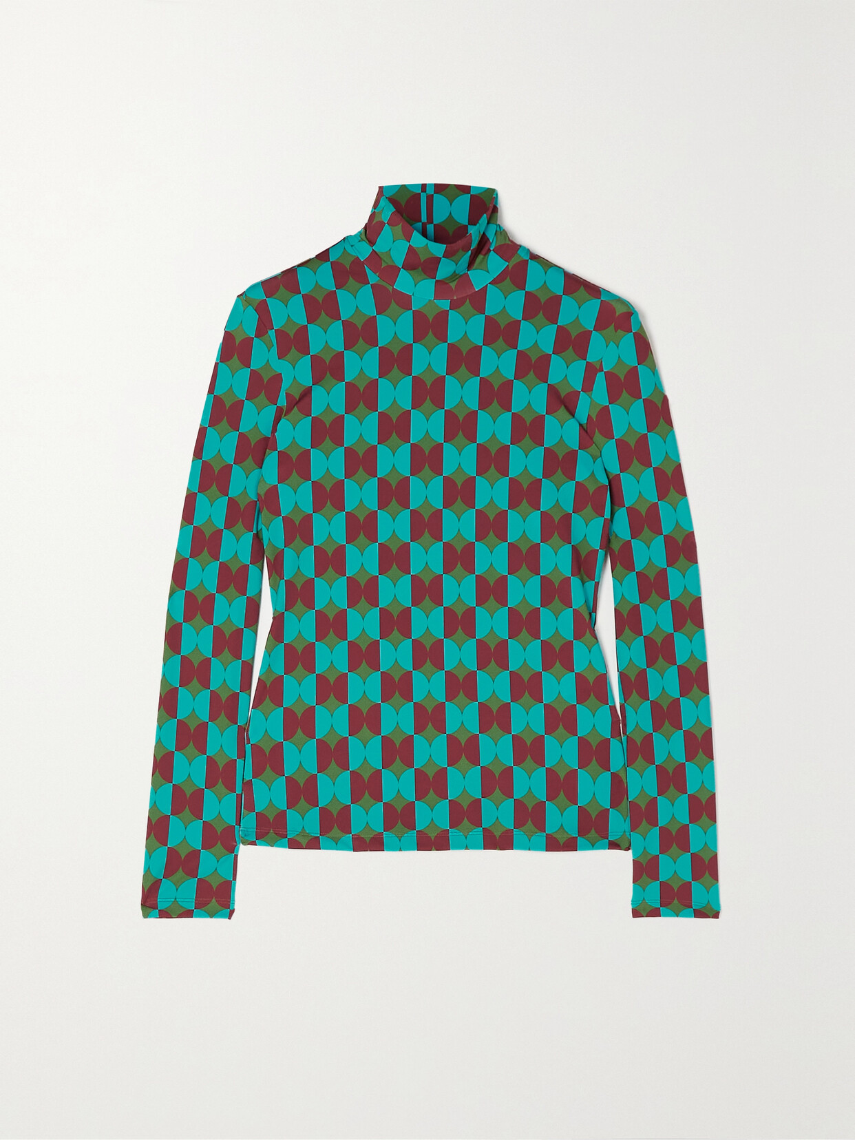 La DoubleJ - Printed Stretch-jersey Turtleneck Top - Green