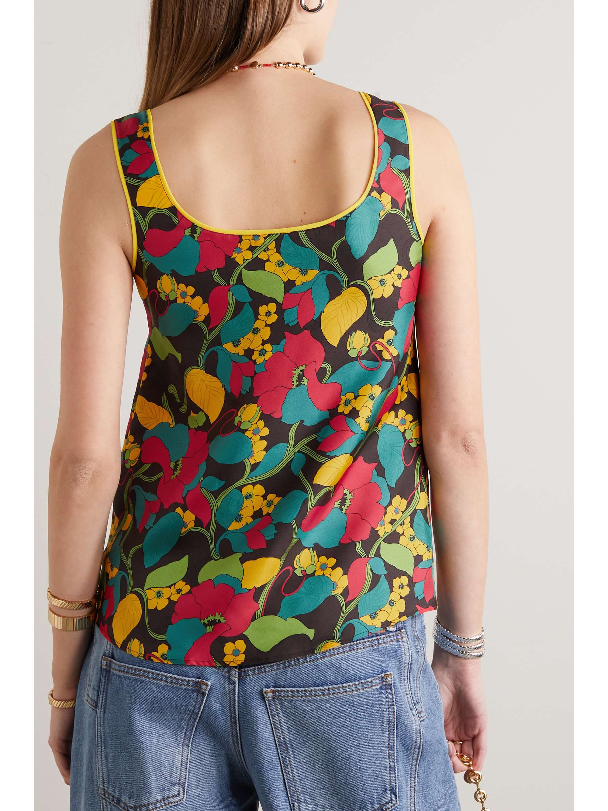 LA DOUBLEJ Twirl floral-print silk tank