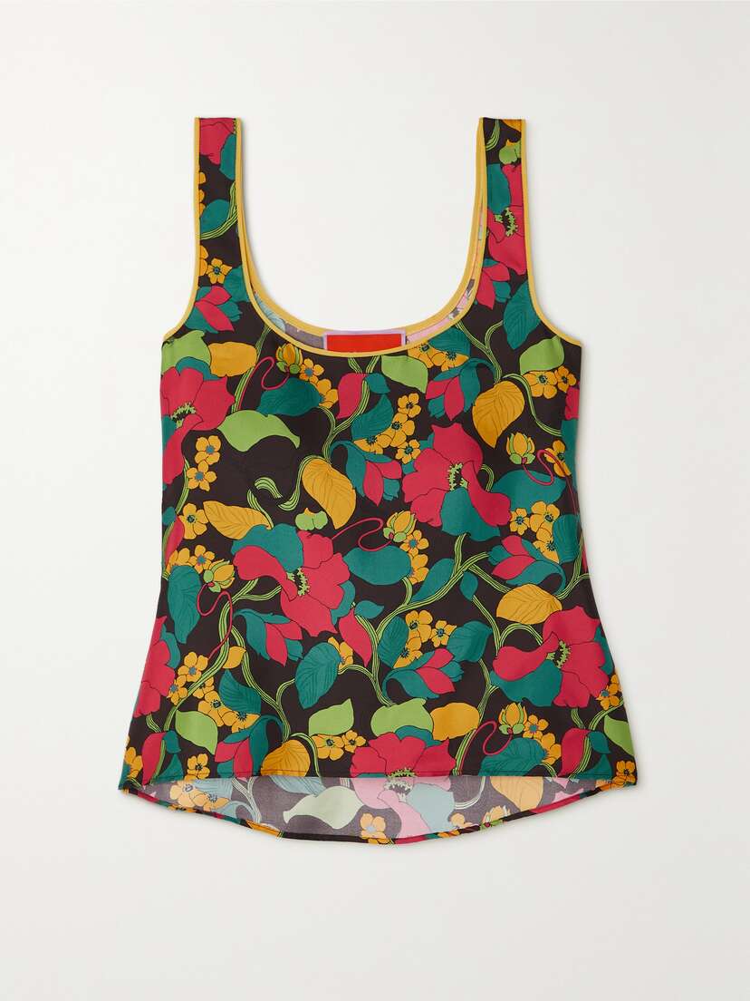 La DoubleJ Twirl Floral-print Silk Tank - xx large