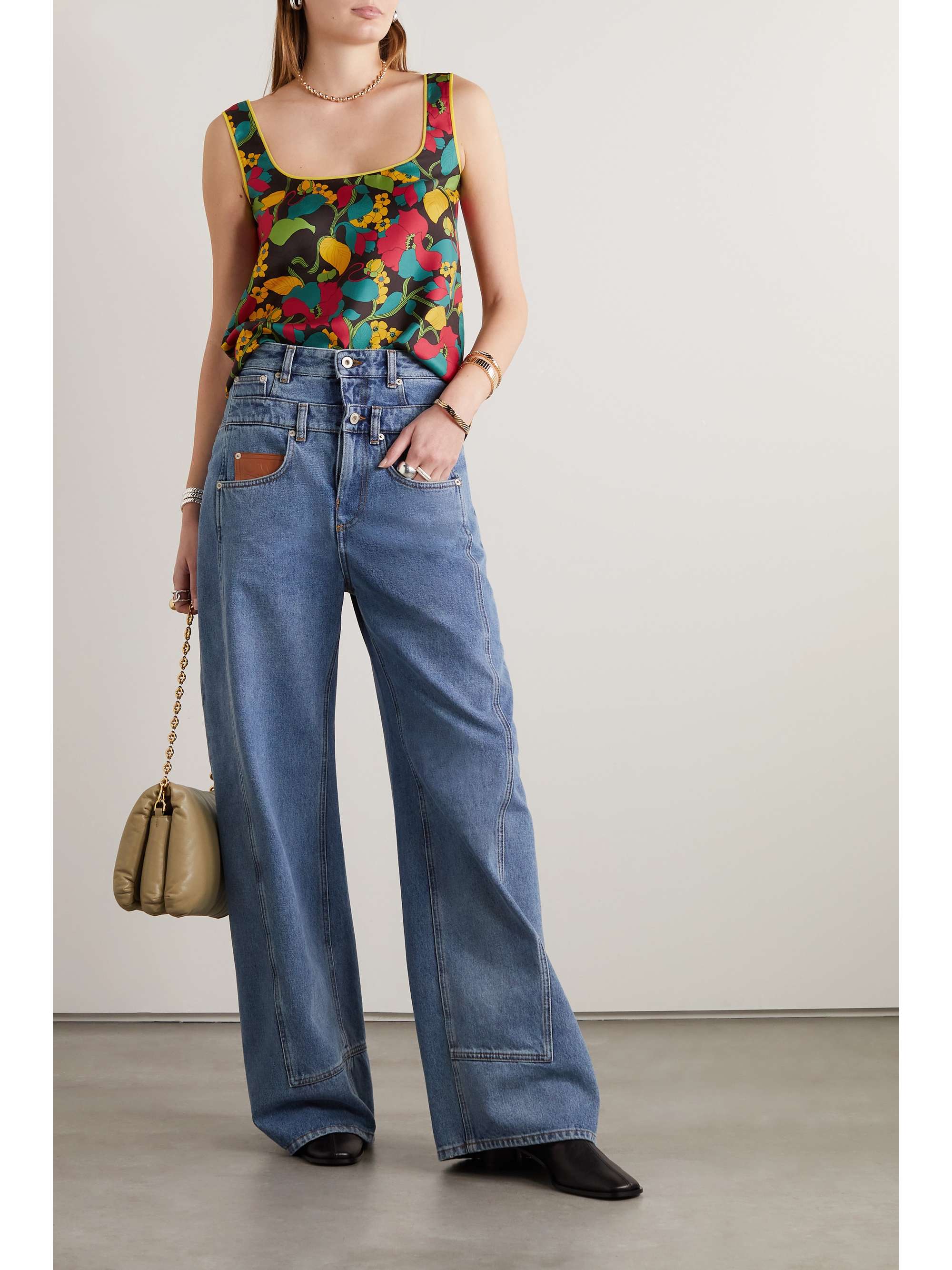LA DOUBLEJ Twirl floral-print silk tank