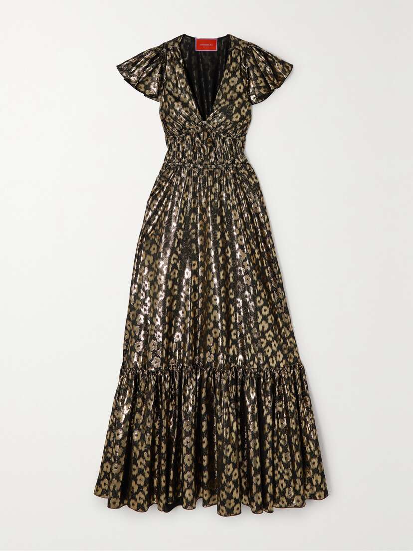 La DoubleJ Keira Gathered Metallic Satin-jacquard Maxi Dress - xx large