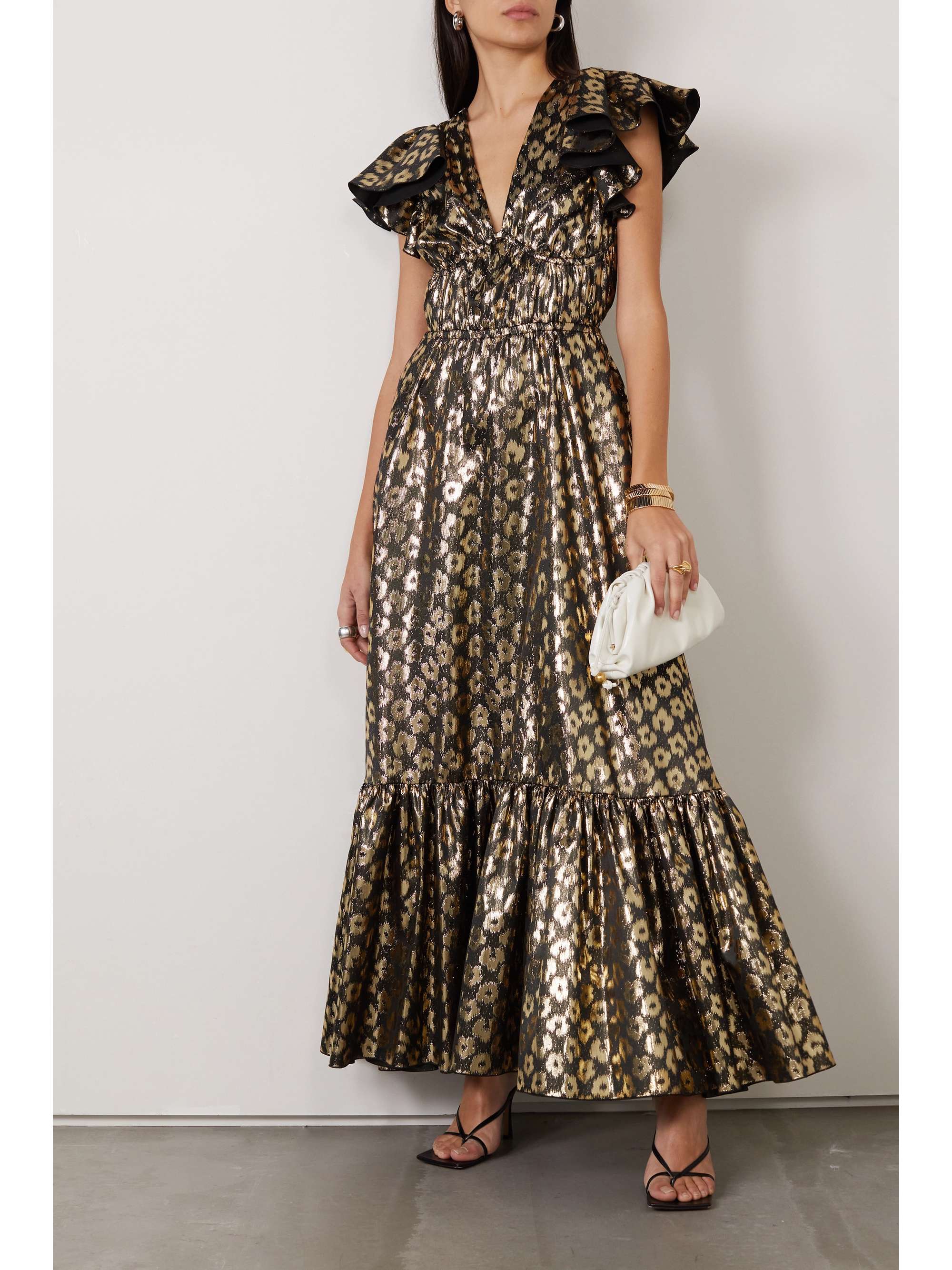 LA DOUBLEJ Keira gathered metallic satin-jacquard maxi dress | NET-A-PORTER