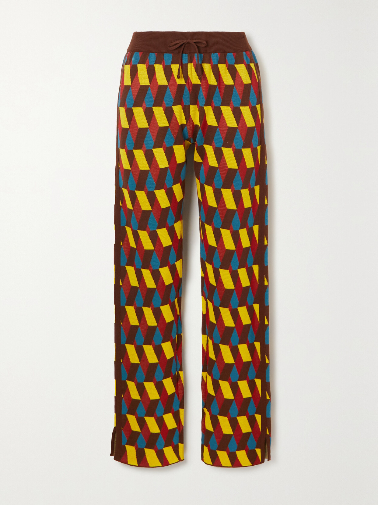 La DoubleJ - Jacquard-knit Cotton-blend Track Pants - Yellow