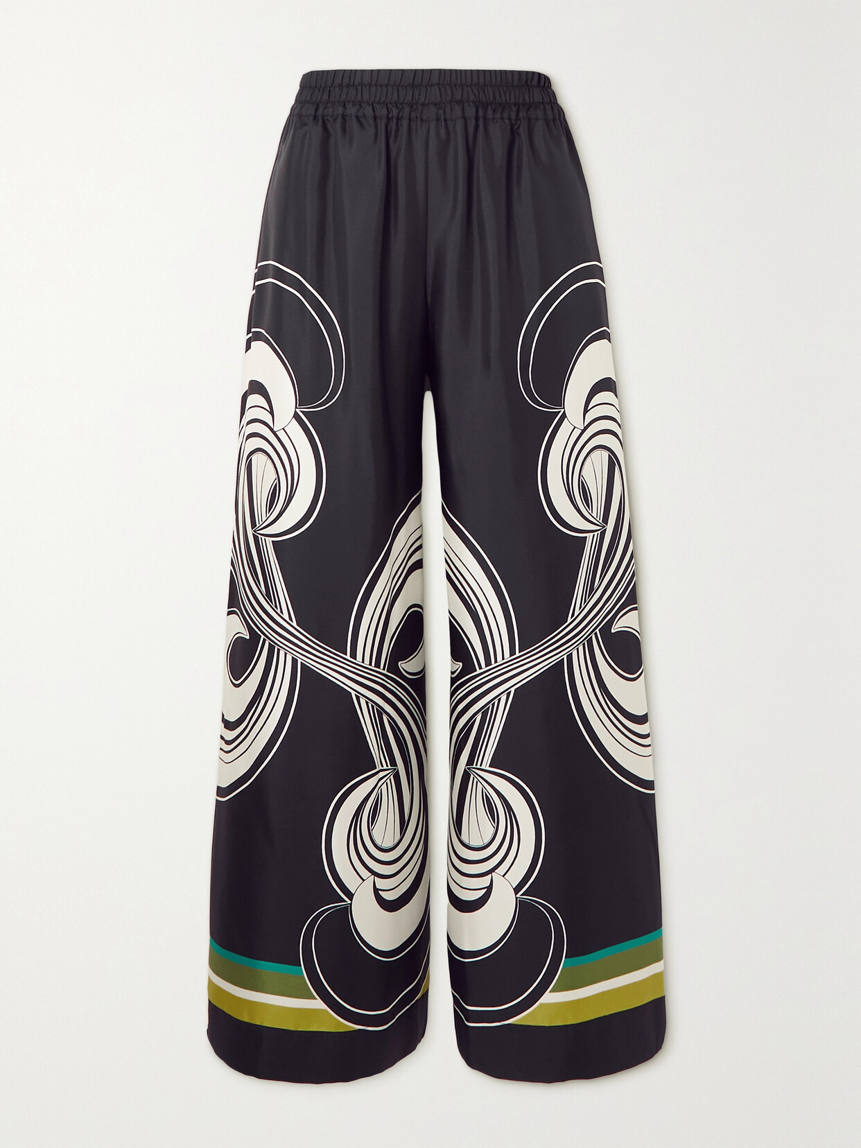 LA DOUBLEJ PRINTED SILK-TWILL WIDE-LEG PANTS