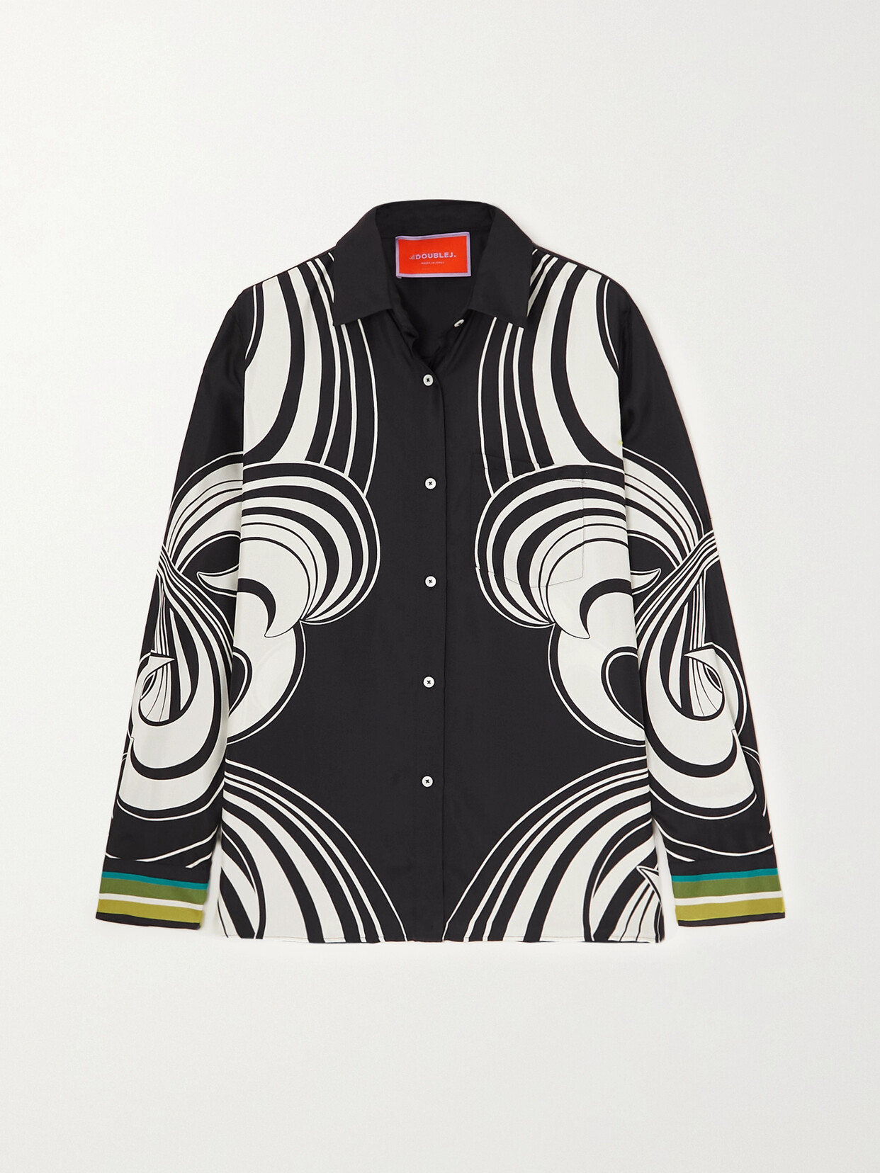 La DoubleJ - Placée Printed Silk Shirt - Black