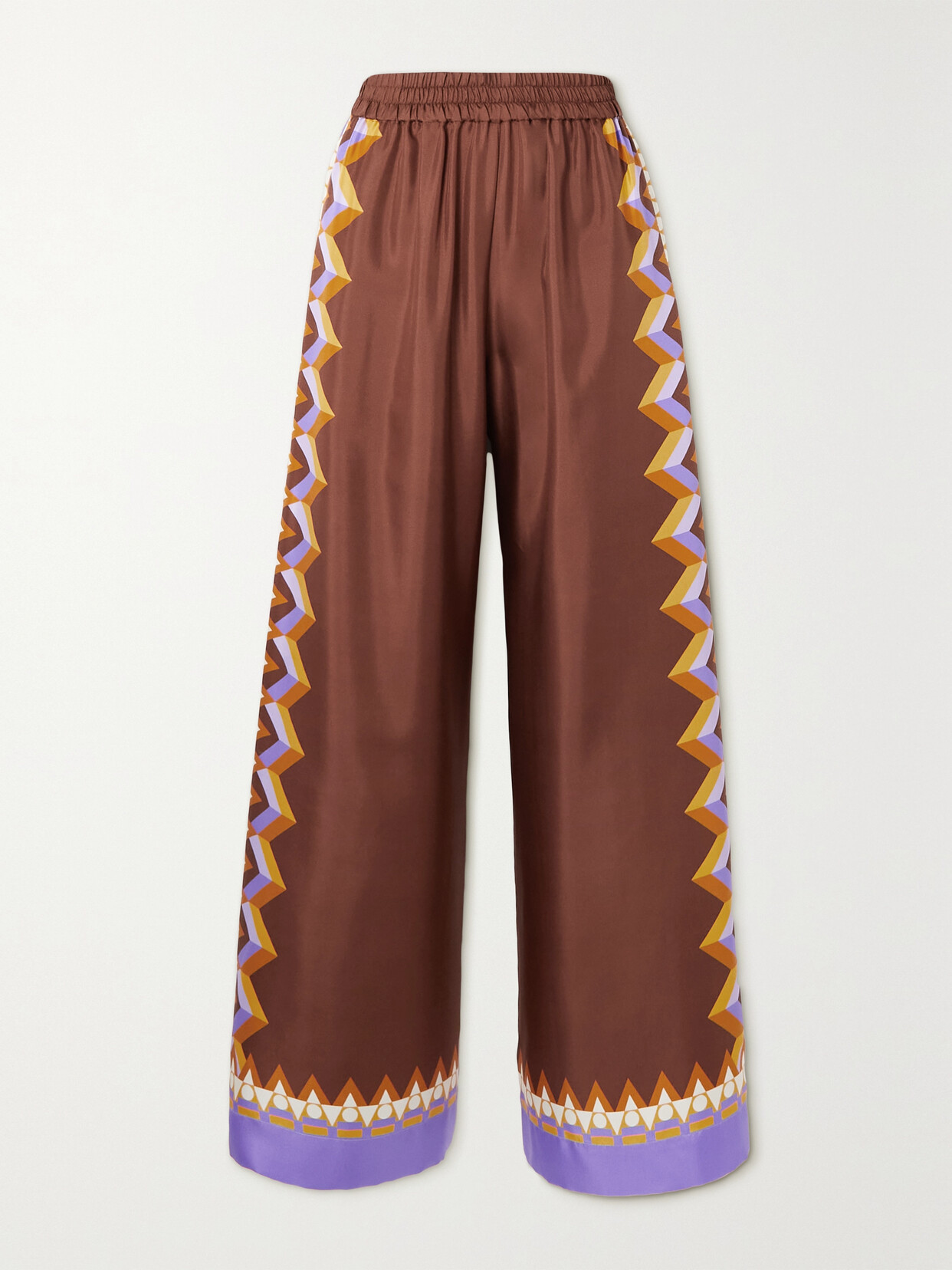 Shop La Doublej Printed Silk-twill Wide-leg Pants In Red