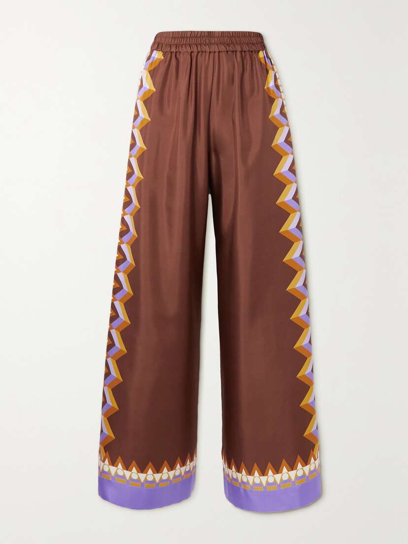 La DoubleJ Printed Silk-twill Wide-leg Pants - x large