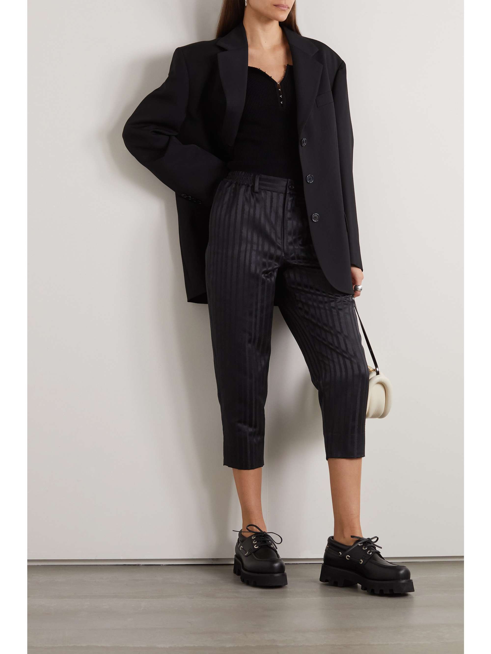 COMME DES GARÇONS COMME DES GARÇONS Pinstriped satin tapered pants