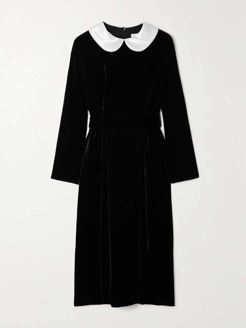 Comme des Garçons GIRL Belted Satin-trimmed Velvet Dress