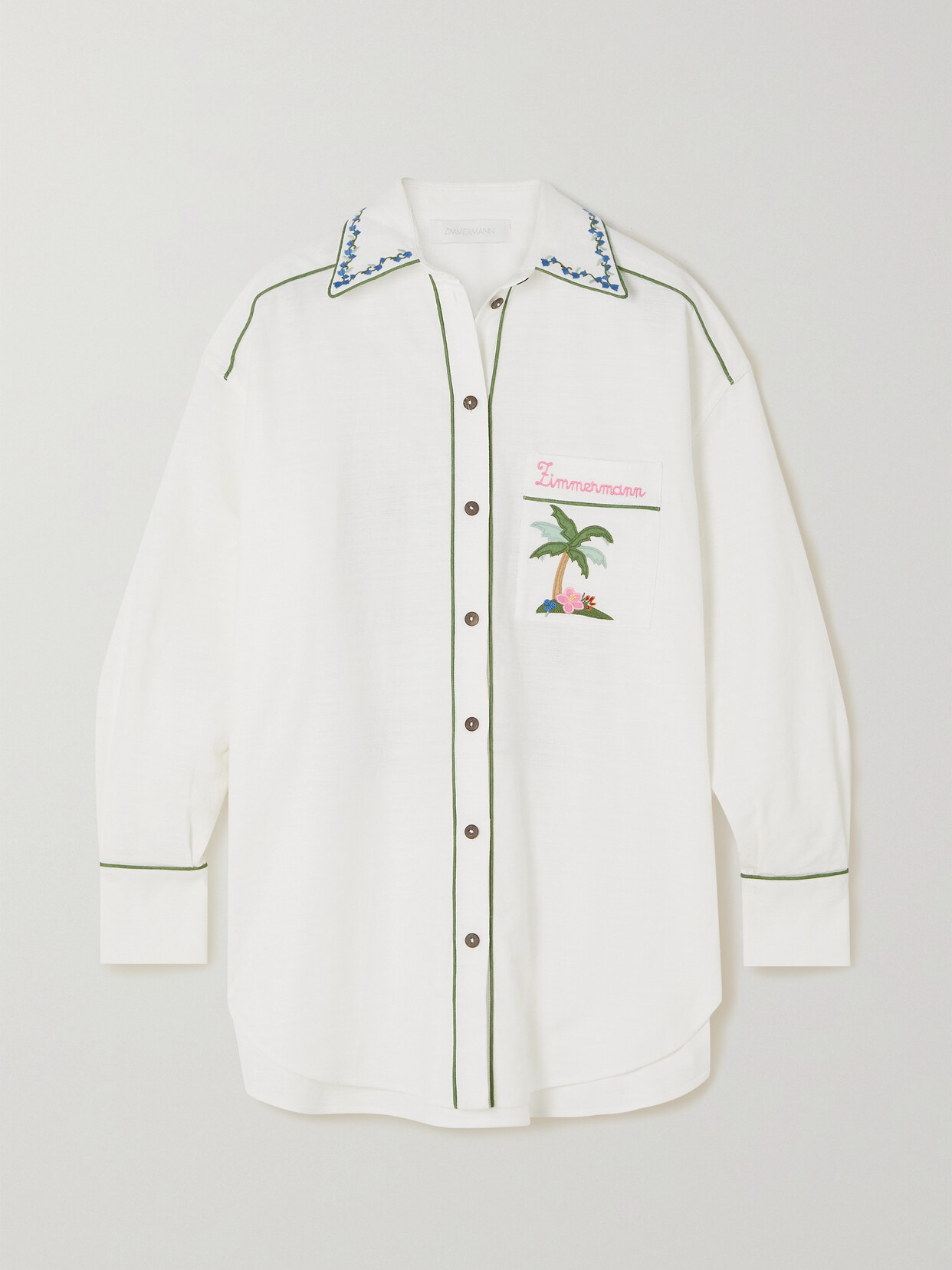 Zimmermann - Clover Appliquéd Cotton Shirt - White