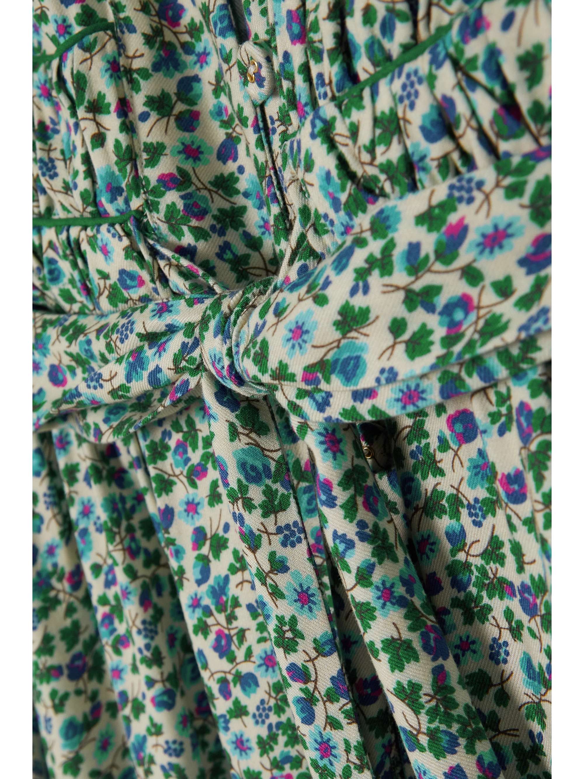 LORETTA CAPONI + NET SUSTAIN Krizia belted embroidered floral-print twill maxi dress