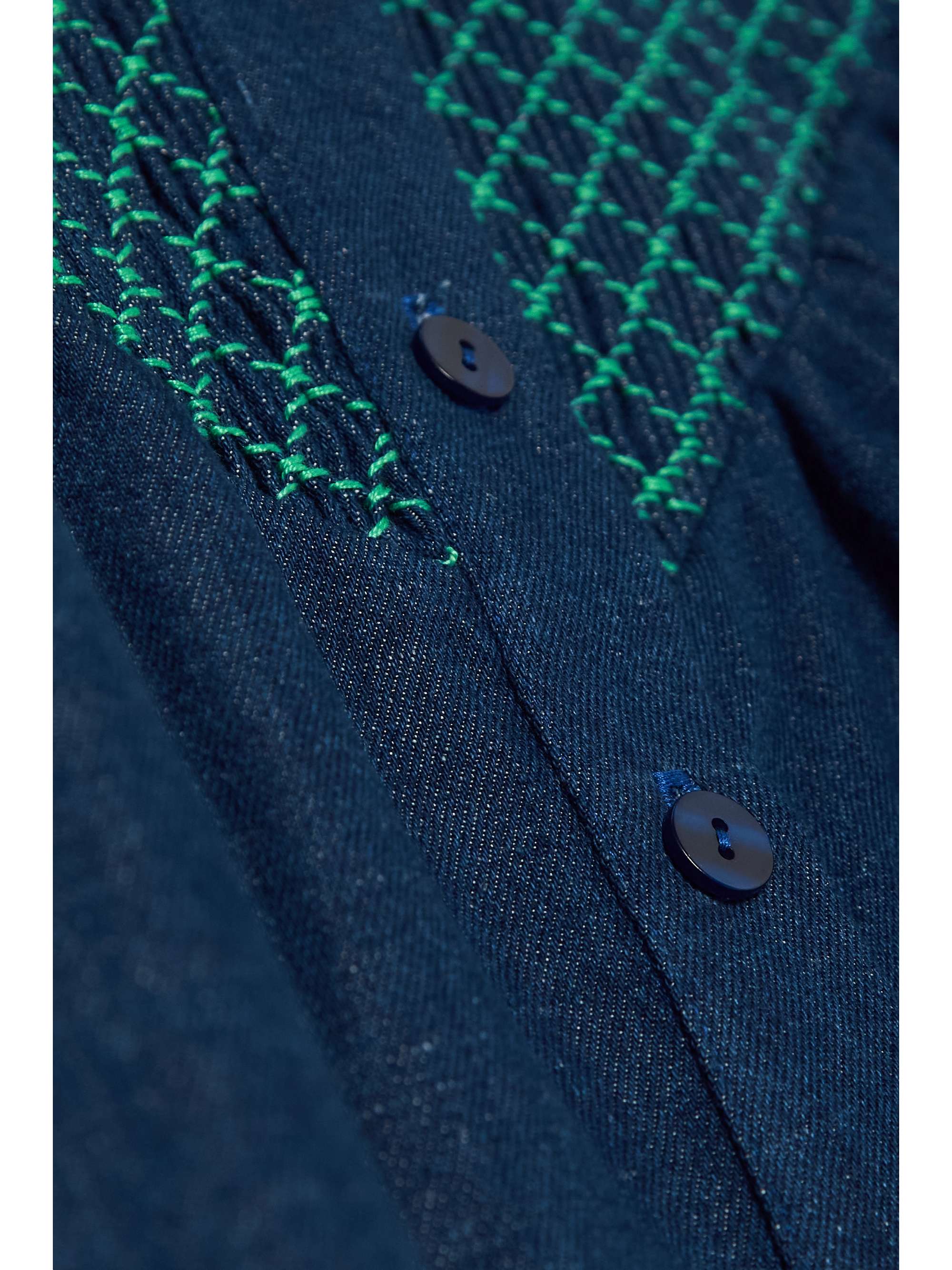 LORETTA CAPONI + NET SUSTAIN Iole embroidered smocked cotton and linen-blend blouse