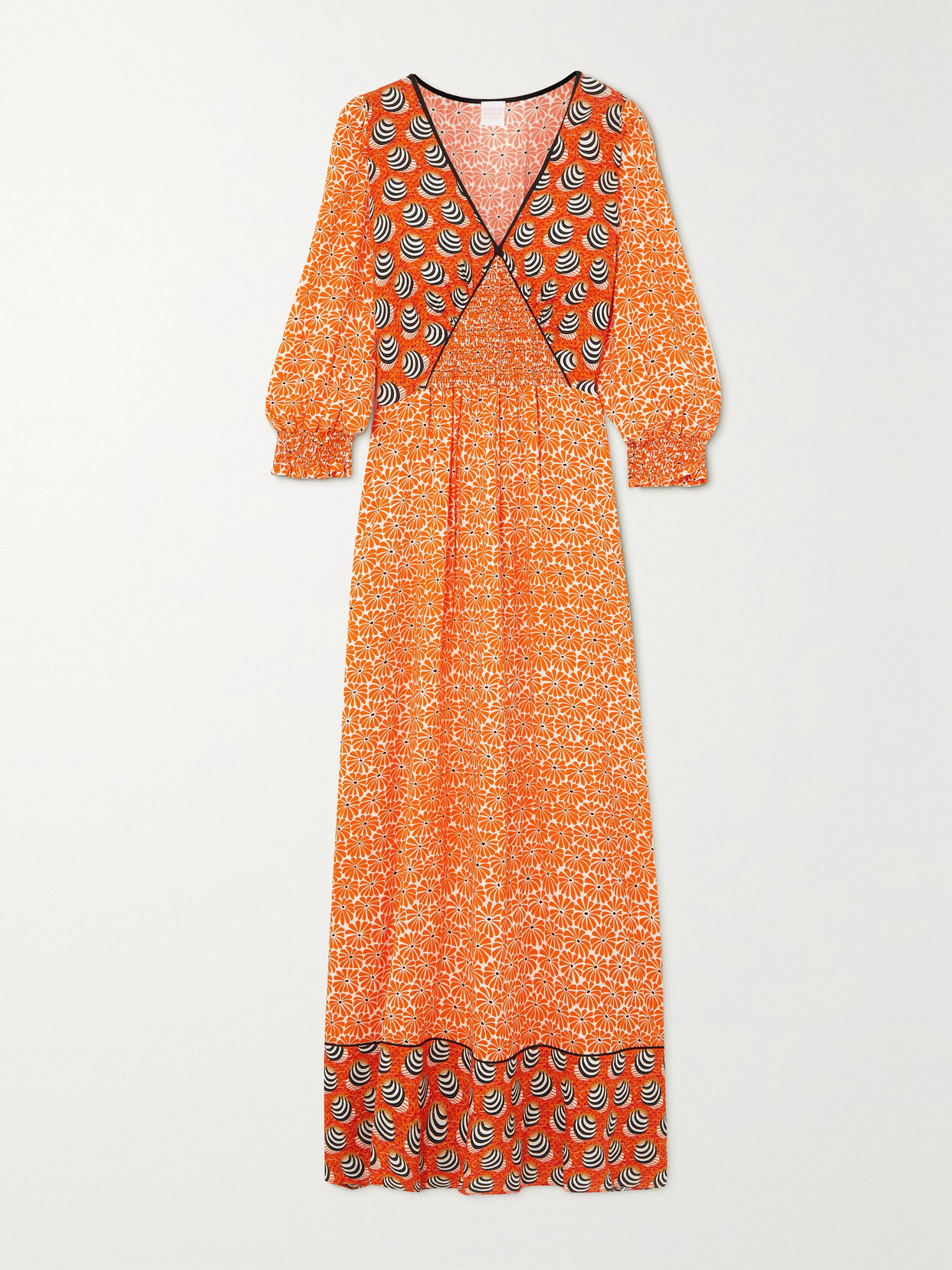 Loretta Caponi + Net Sustain Yara Printed Woven Maxi Dress - Orange