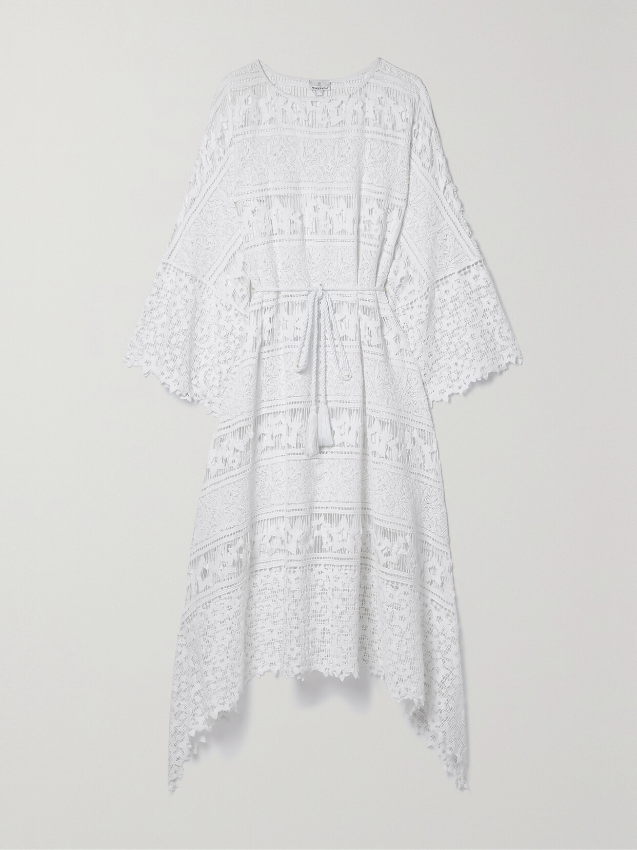 Miguelina - + Net Sustain Raye Belted Corded Cotton-lace Midi Dress - White