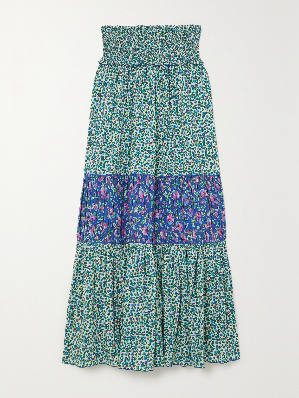 Loretta Caponi + Net Sustain Romee Tiered Floral-print Woven Maxi Skirt