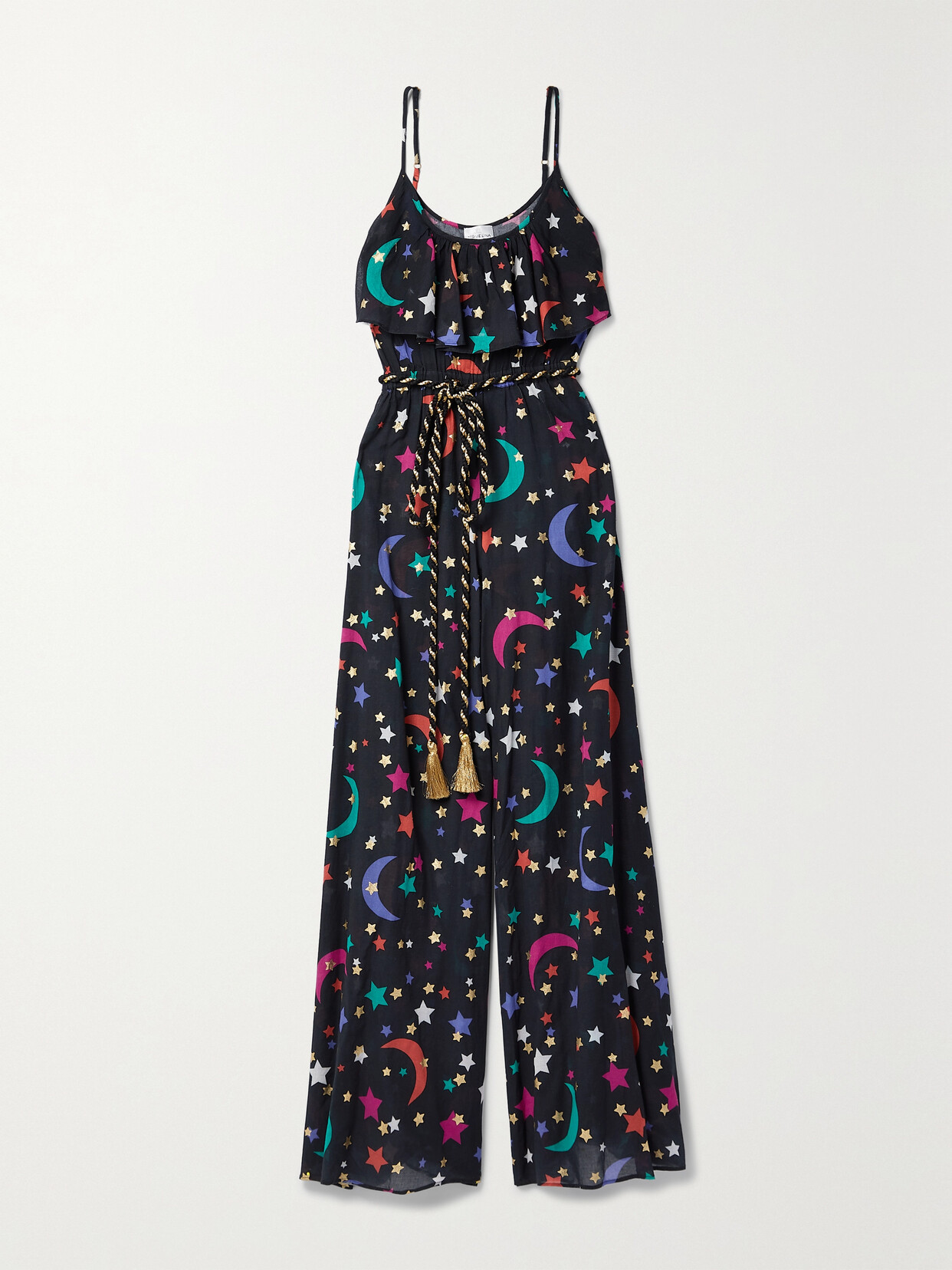 Miguelina - Brooke Belted Printed Cotton Jumpsuit - Black