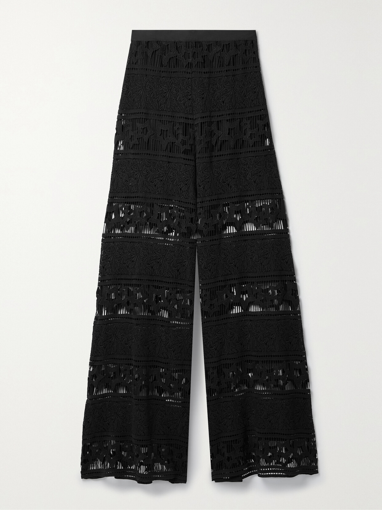 Miguelina - Pamela Guipure Lace Wide-leg Pants - Black