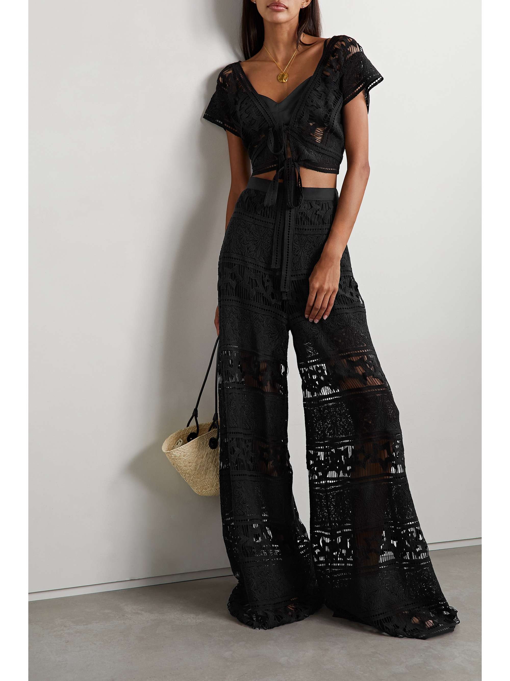 Black lace palazzo best sale pants